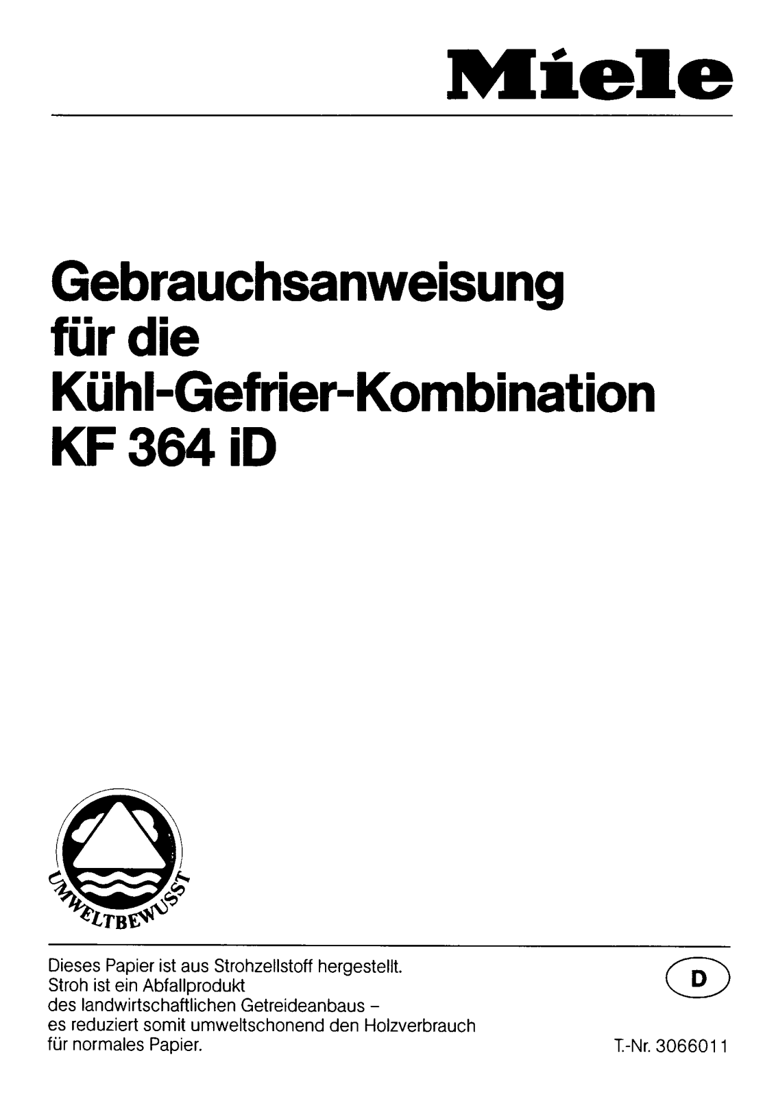 Miele KF 364 ID User manual