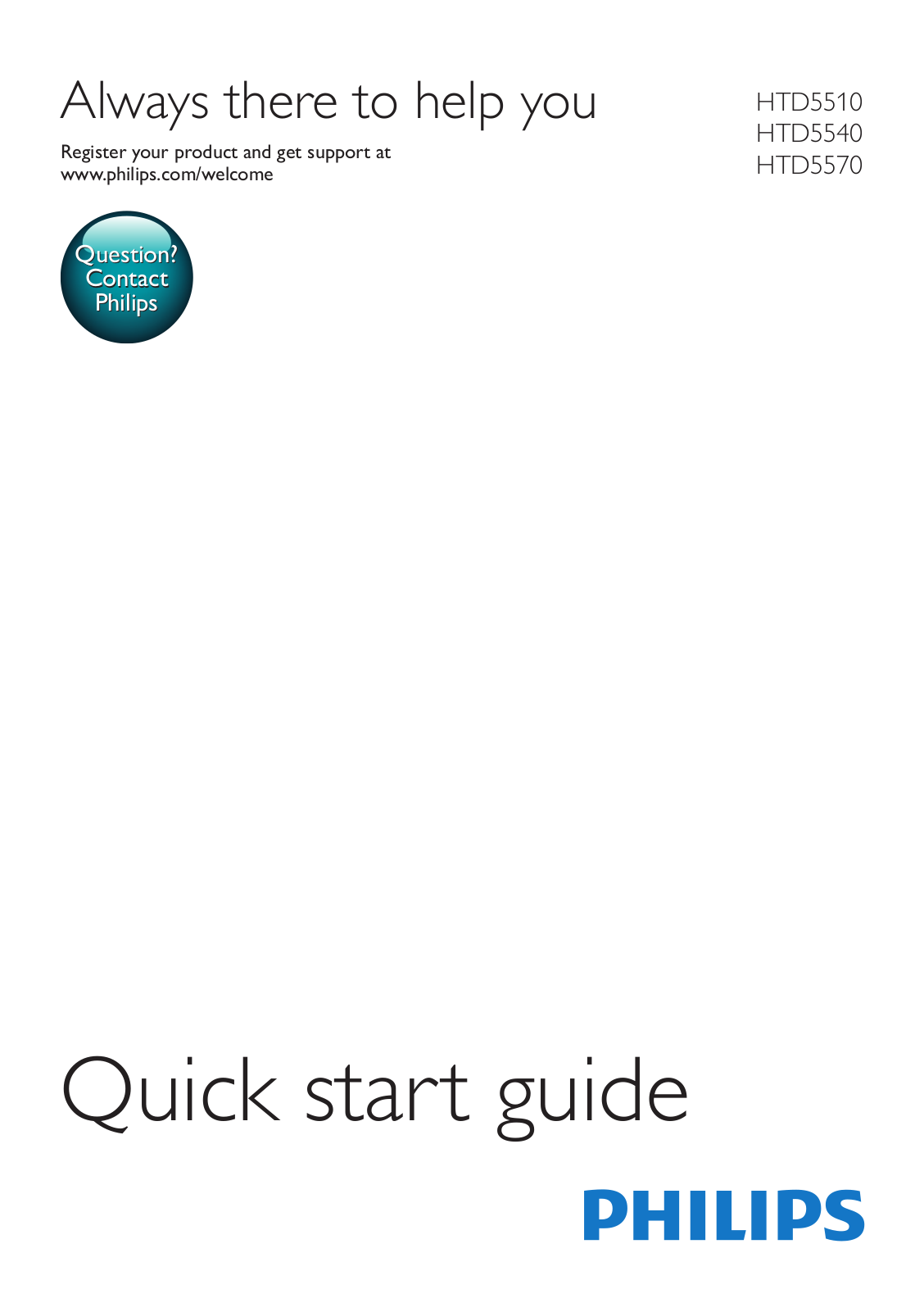 Philips HTD5570/94, HTD5540/94, HTD5510/94 quick start guide - ManualMachine.com