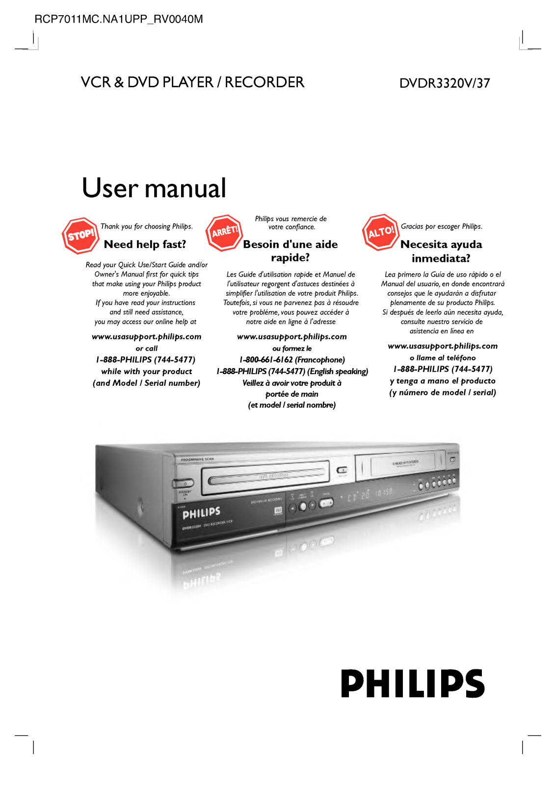 LG DVDR3320V-37 User Manual