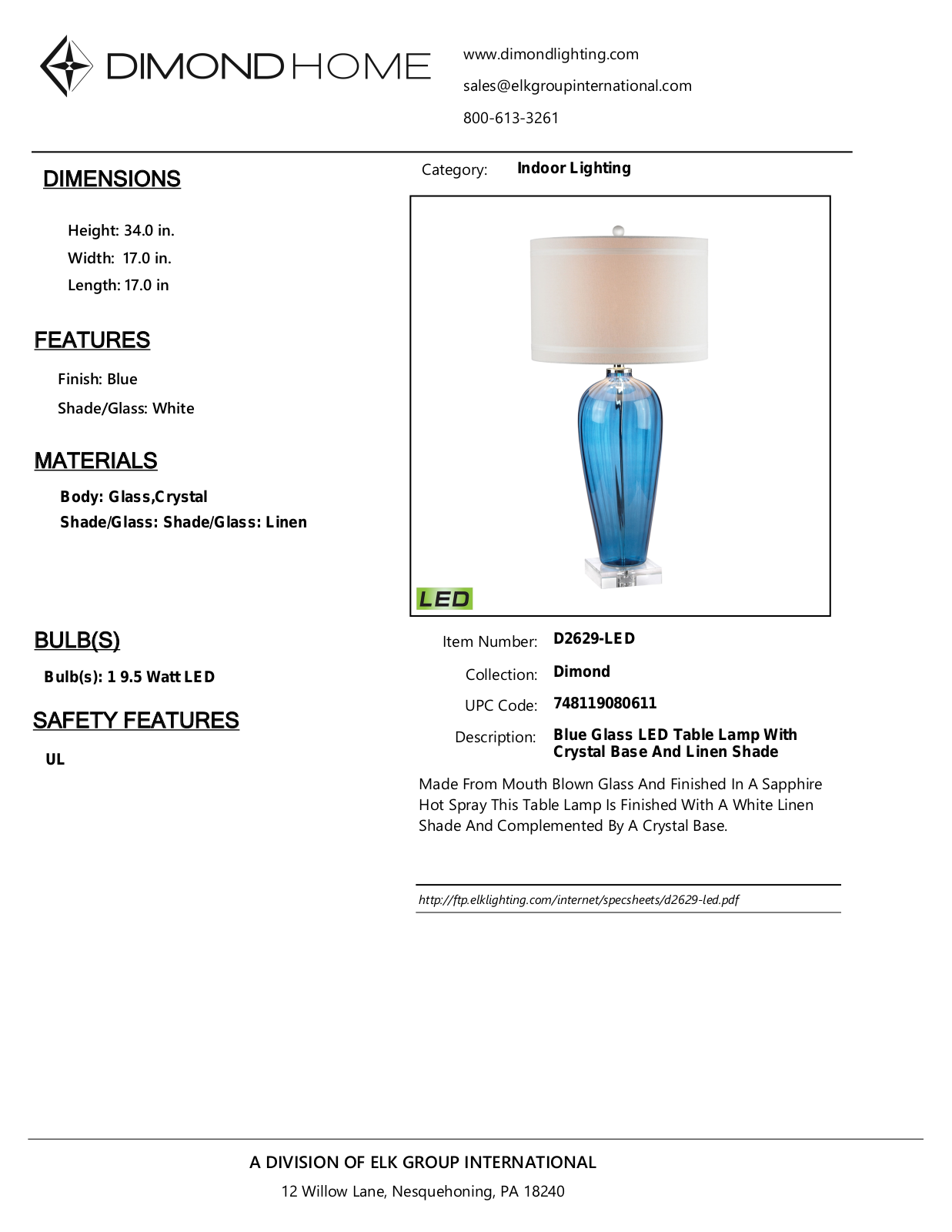 ELK Home D2629LED User Manual