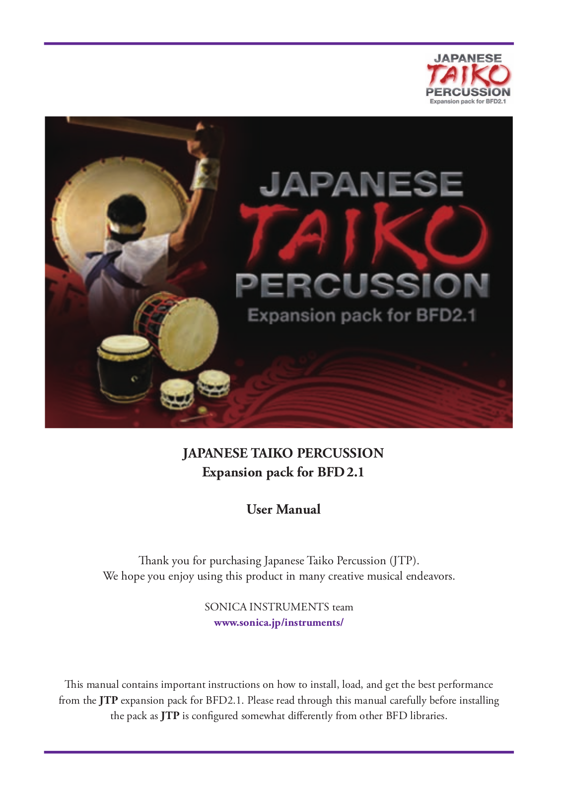 FXpansion Japanese Taiko Percussion User Manual