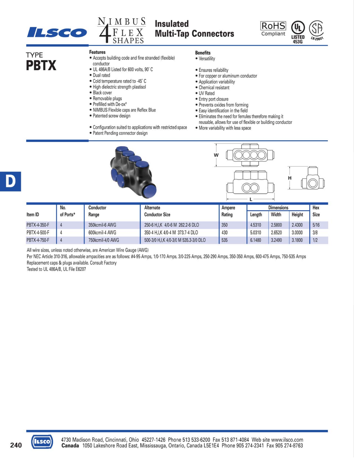 Ilsco Insulated Multi-Tap Connectors Catalog Page