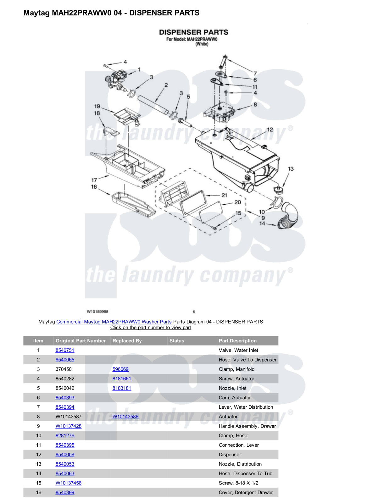 Maytag MAH22PRAWW0 Parts Diagram