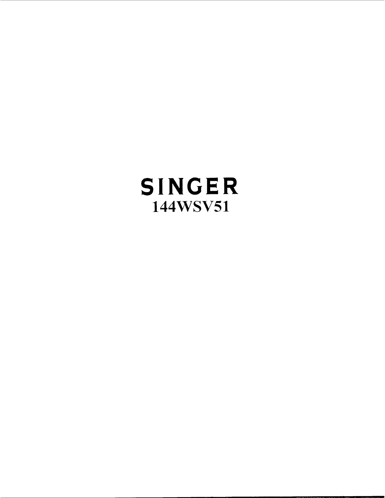 SINGER 144WSV51 Parts List