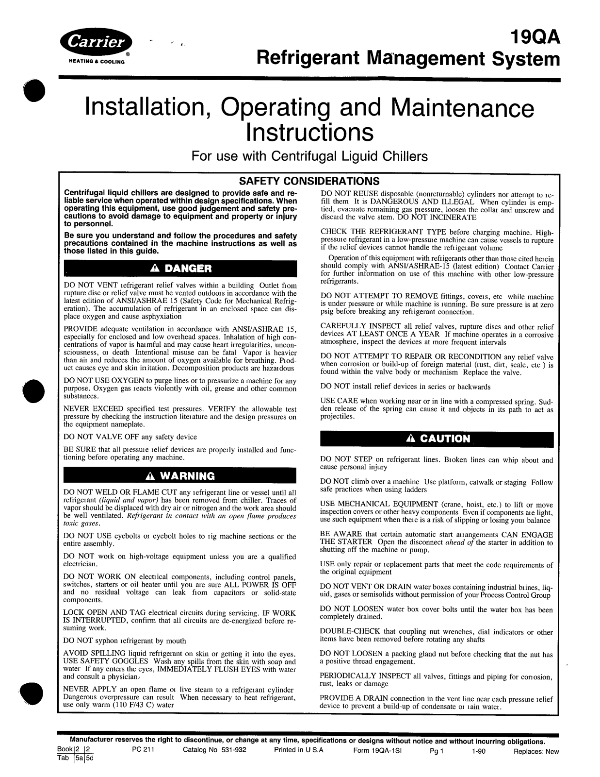 Carrier 19QA User Manual