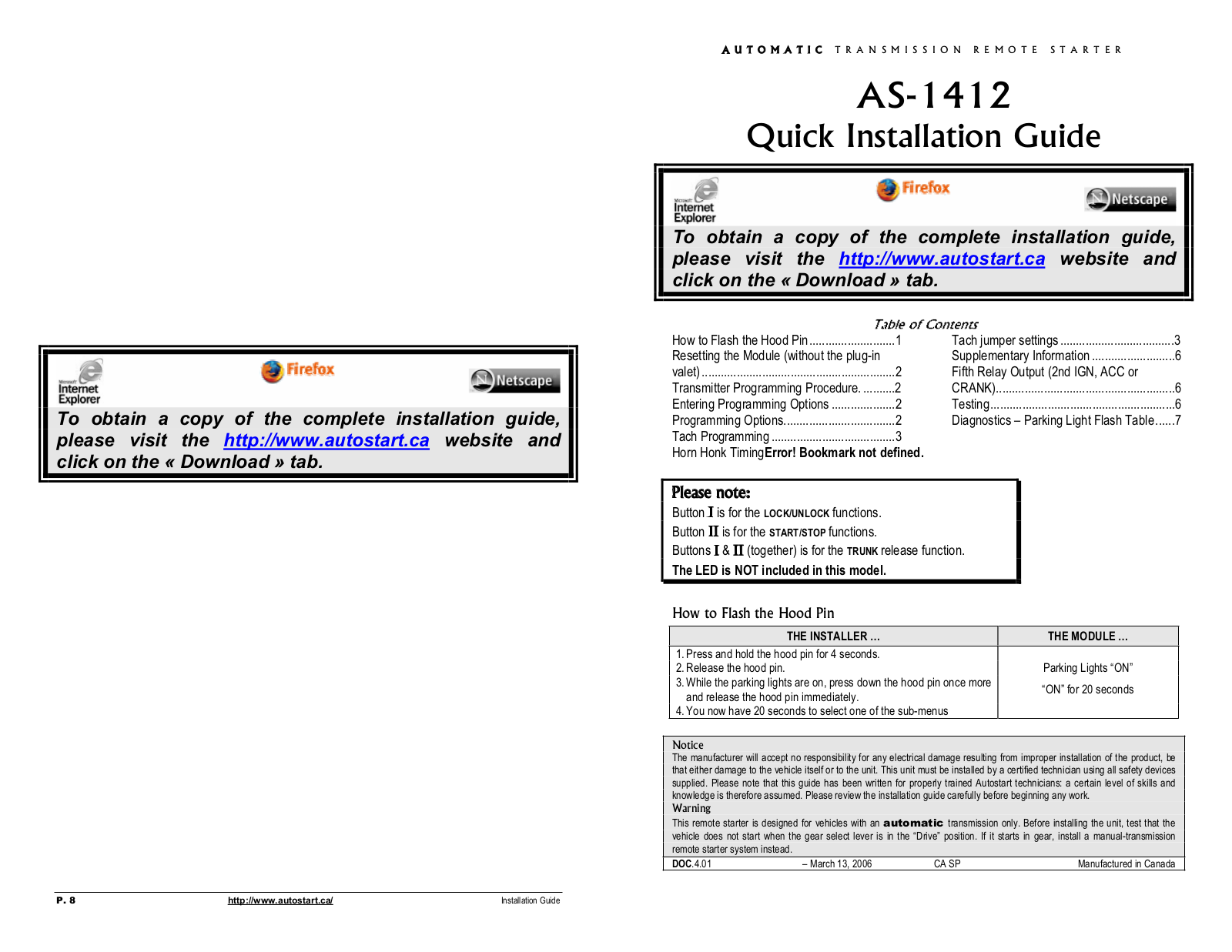 Autostart AS-1412 Quick Guide