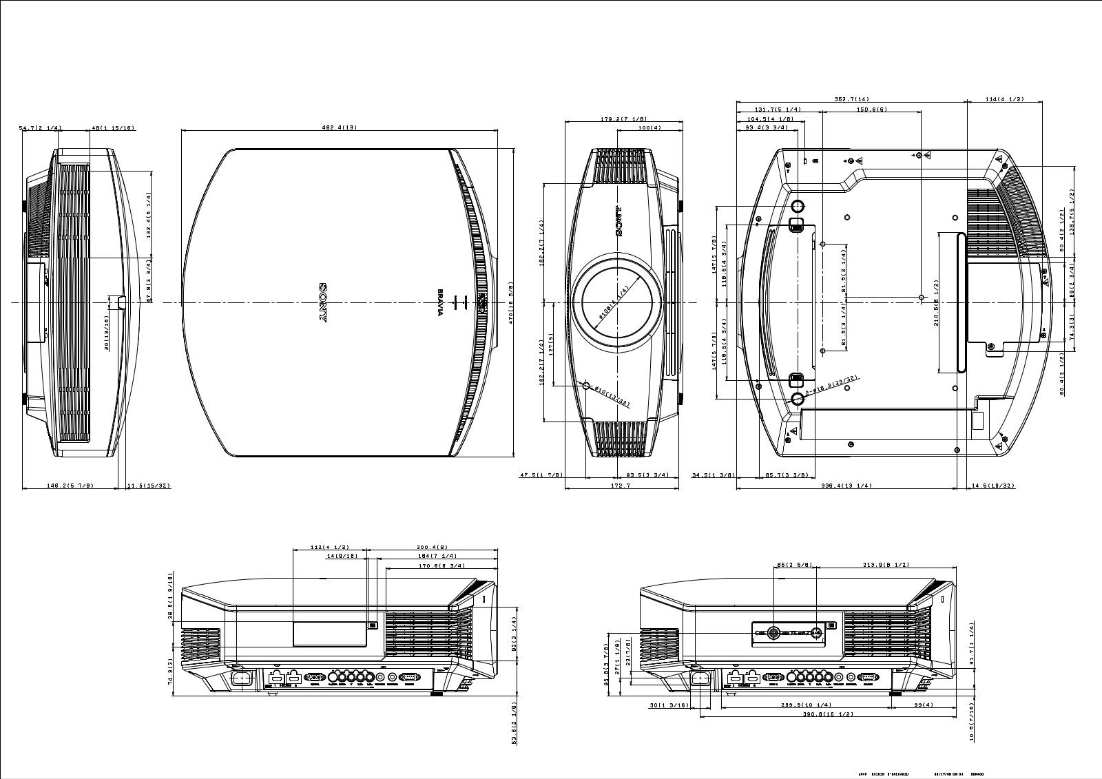 Sony VPL-HW10 Dimensions Diagram