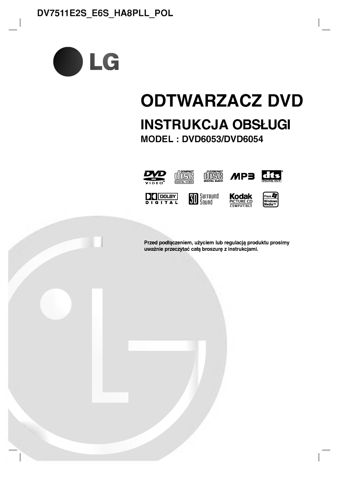 LG DV7511E4M User manual