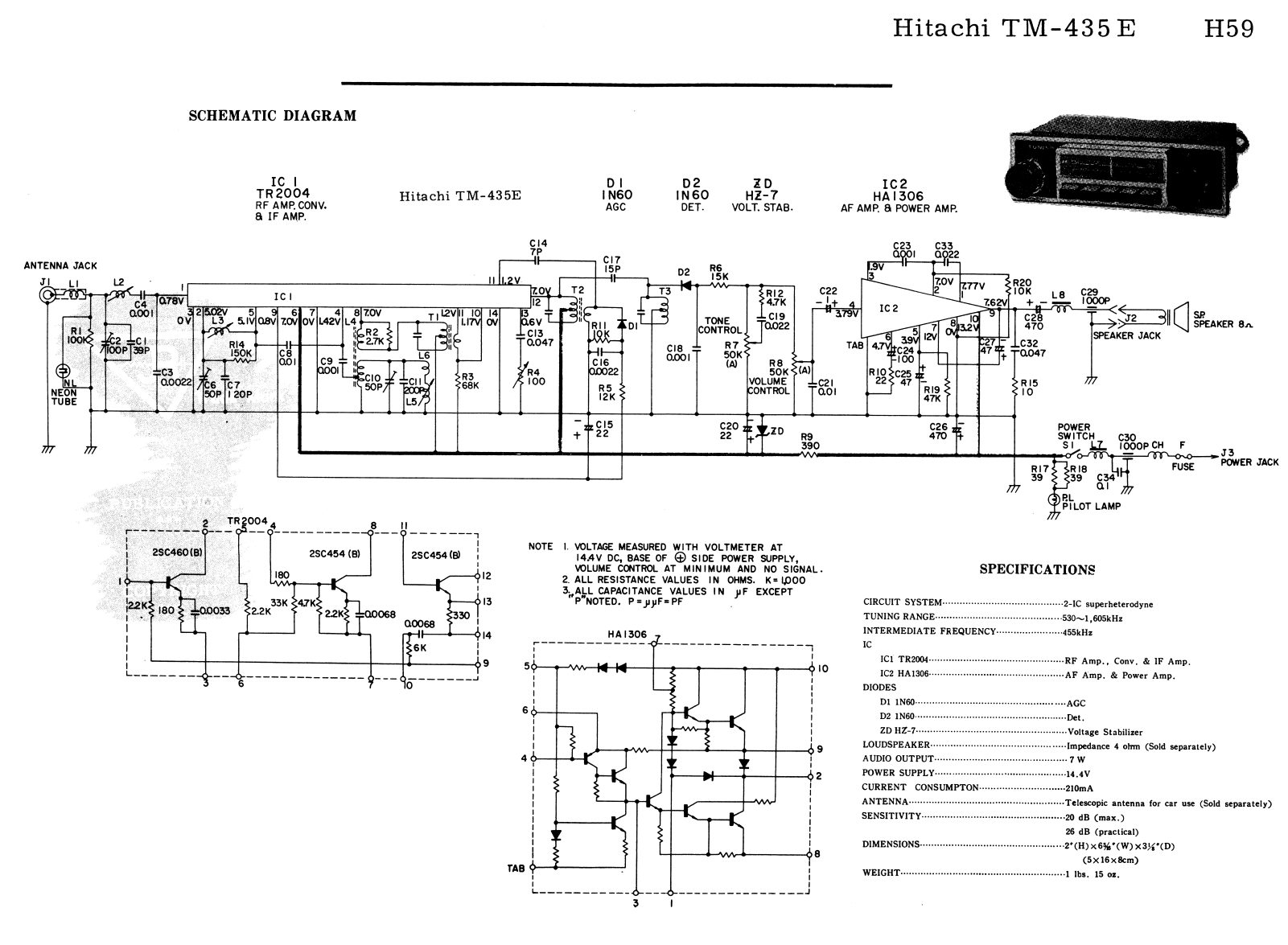 Hitachi TM-435E Cirquit Diagram