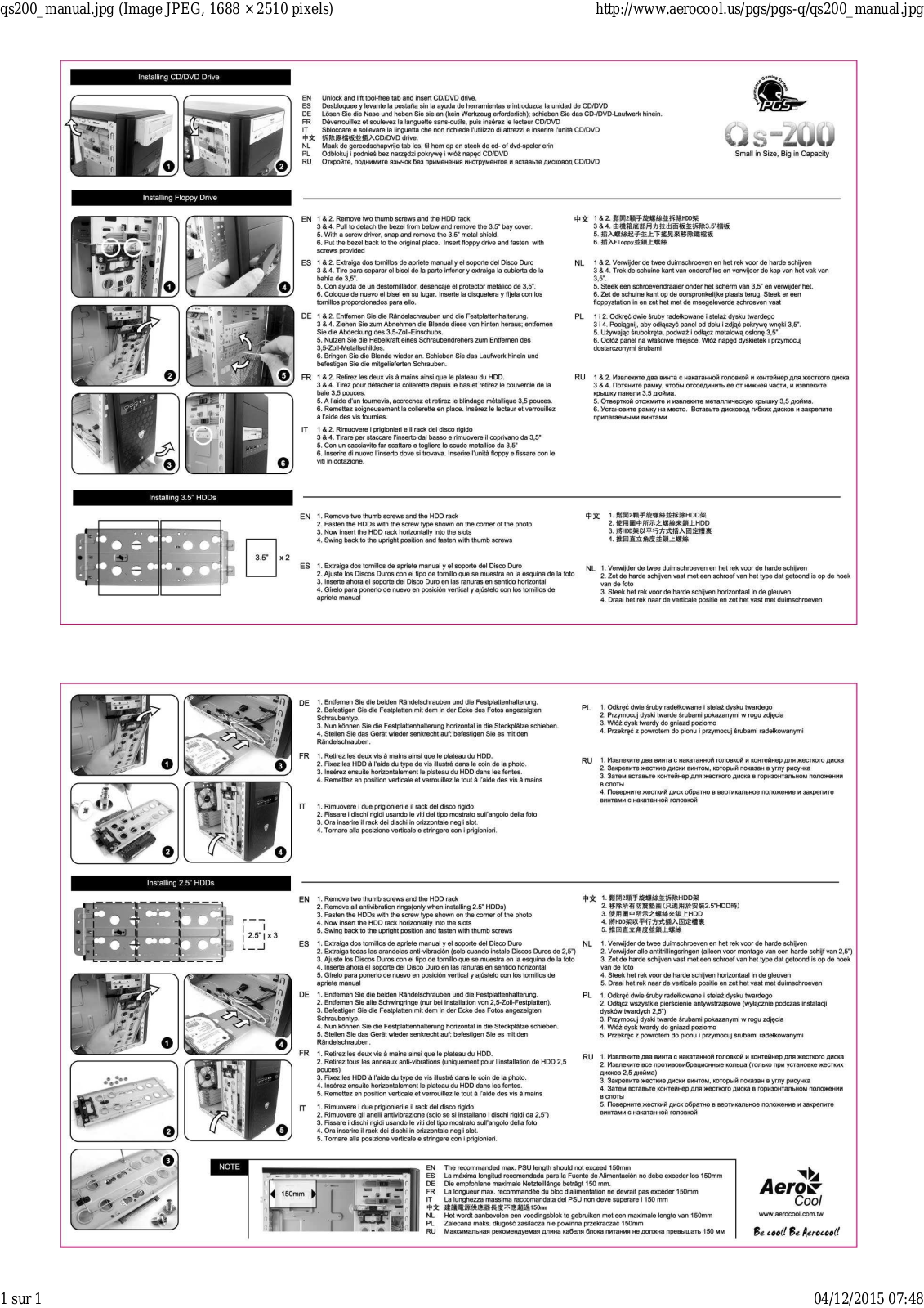 AEROCOOL PGS Qs-200 User Manual