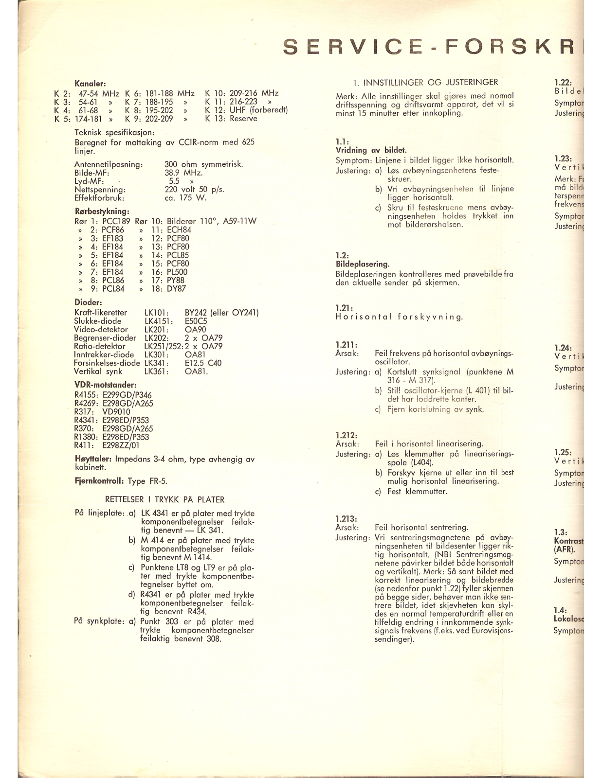 Tandberg TV-3 1962 Service manual