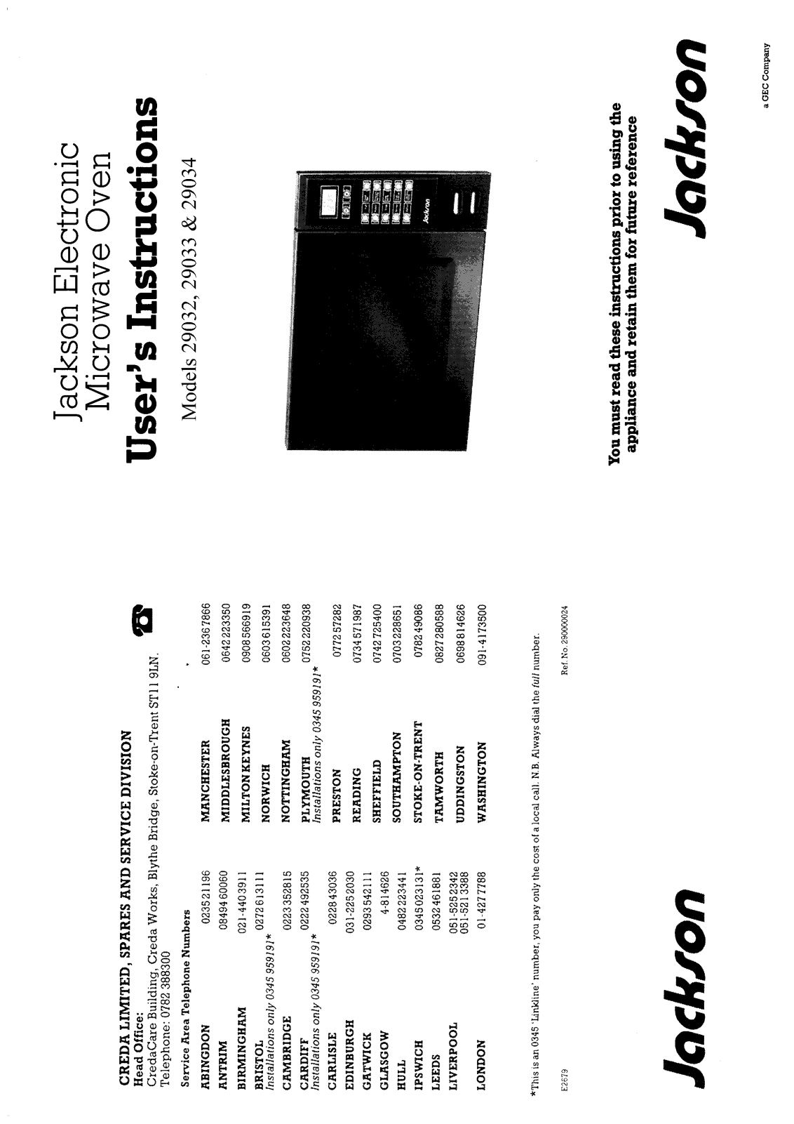 Jackson HB29033 User Manual