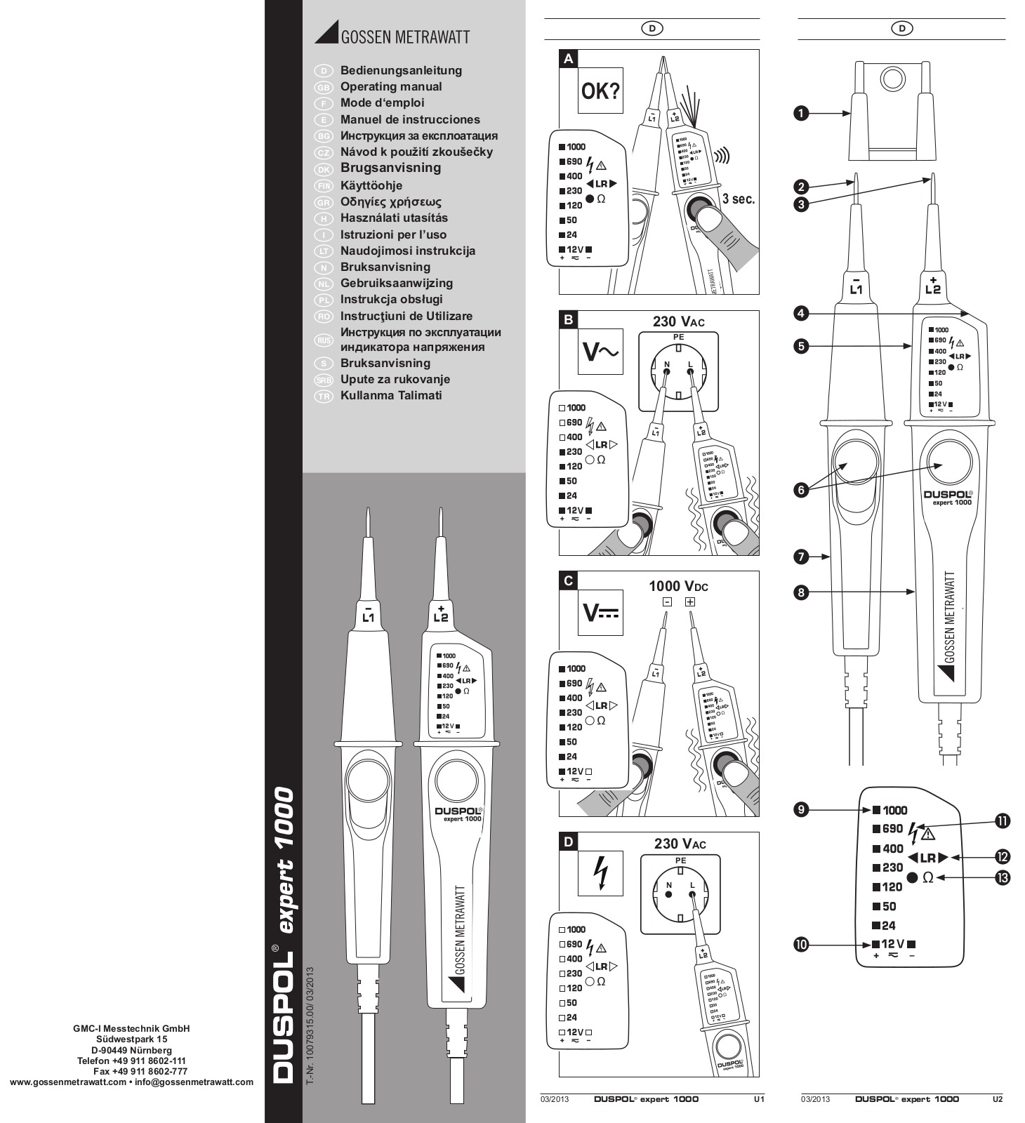 Gossen Metrawatt DUSPOL  expert 1000 Operating Instructions