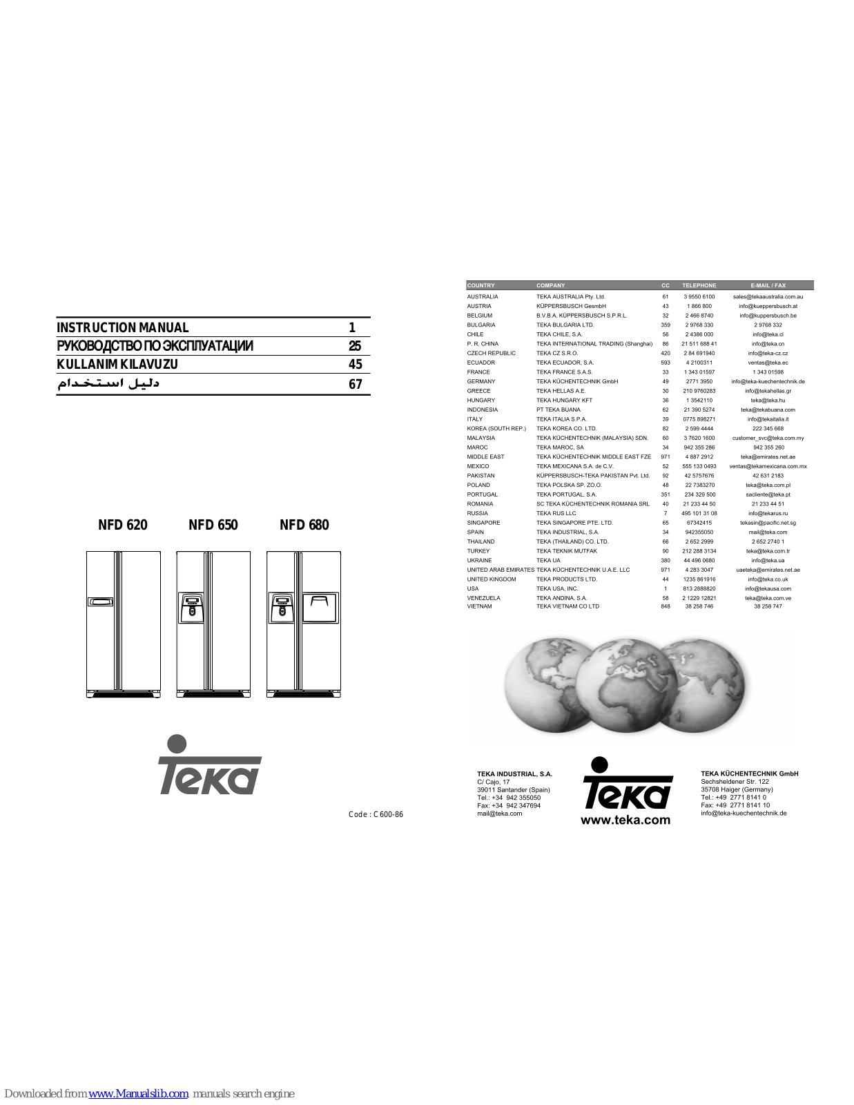 Teka NFD 620, NFD 680, NFD 650 Instruction Manual