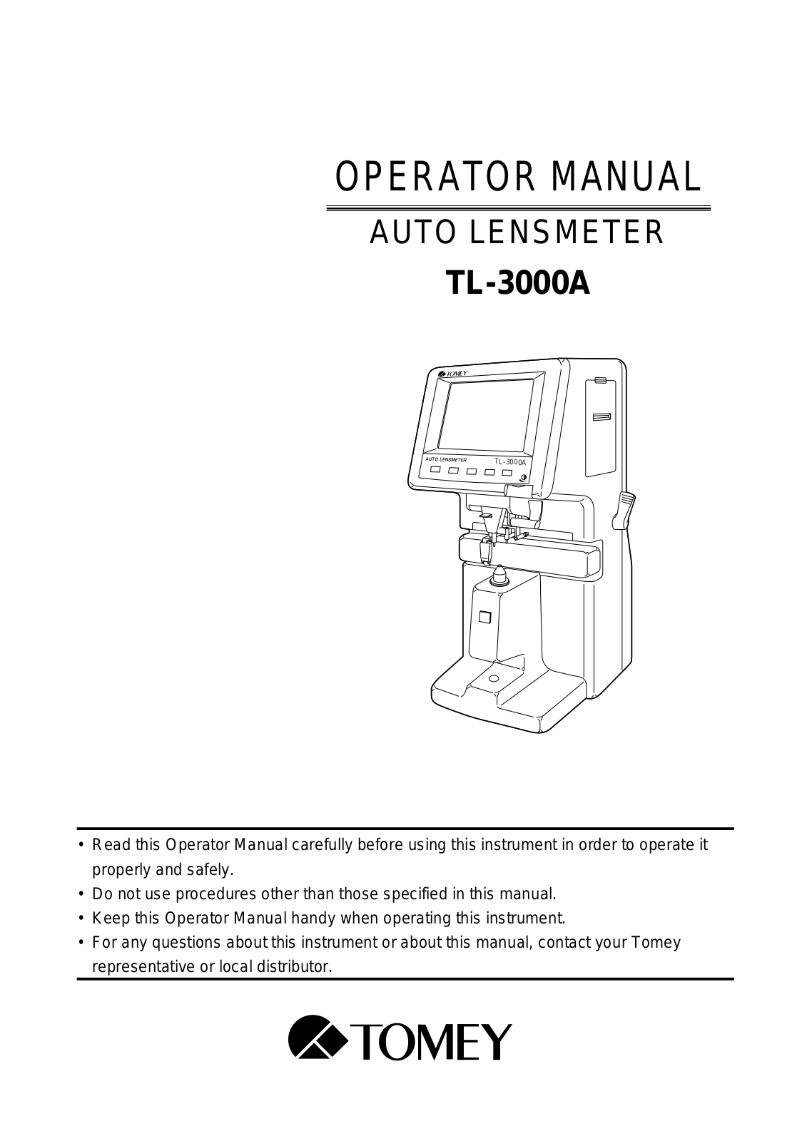 Tomey TL-3000A User manual