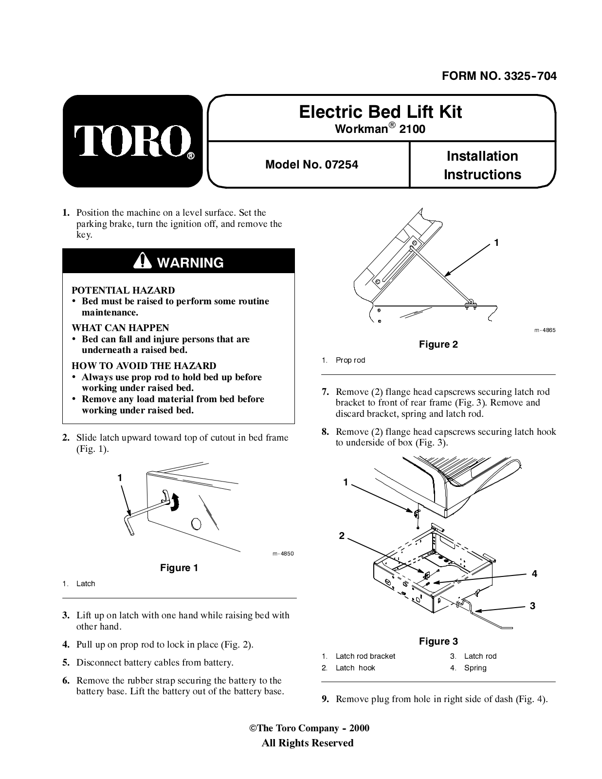 Toro 7254 Installation Instructions