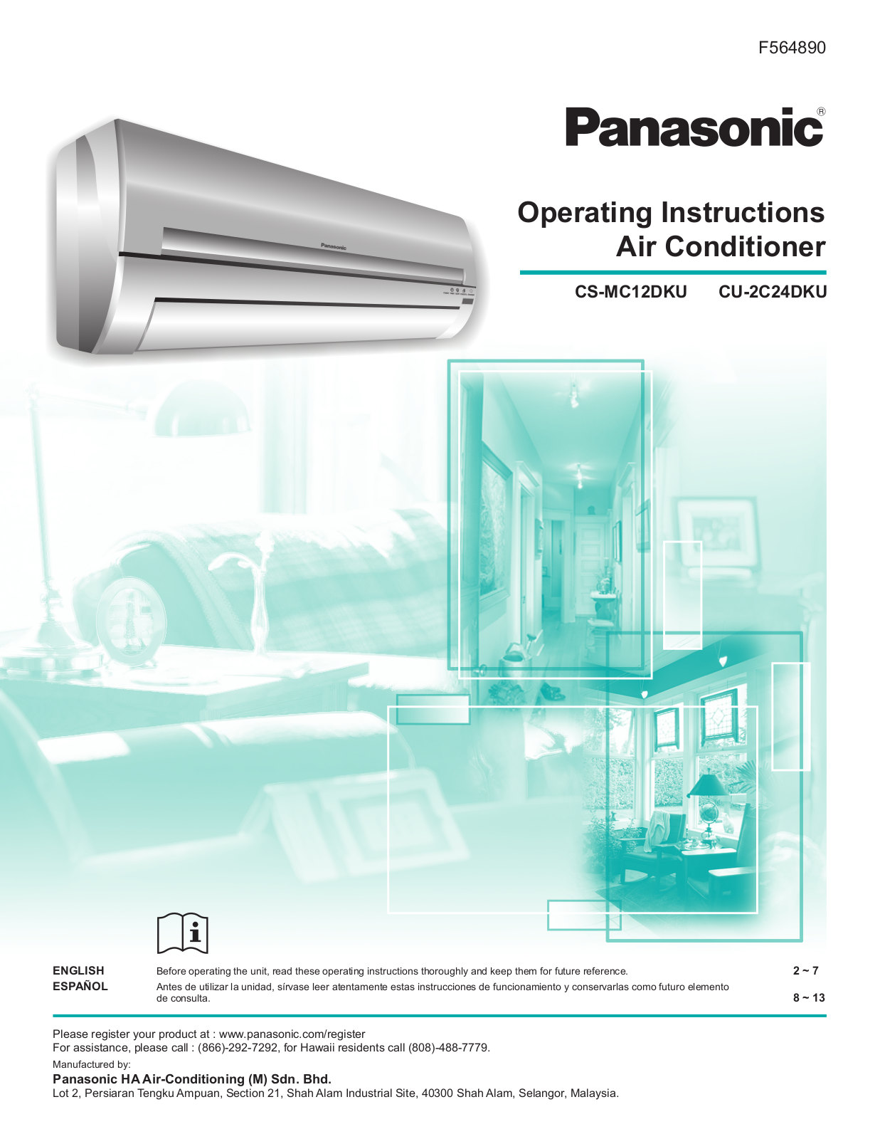 Panasonic Cs-mc120dku, Cu-2c24dku Owner's Manual