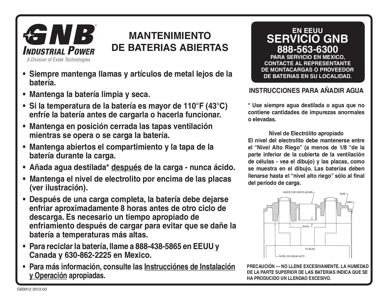 Exide Technologies GB3912 User Manual