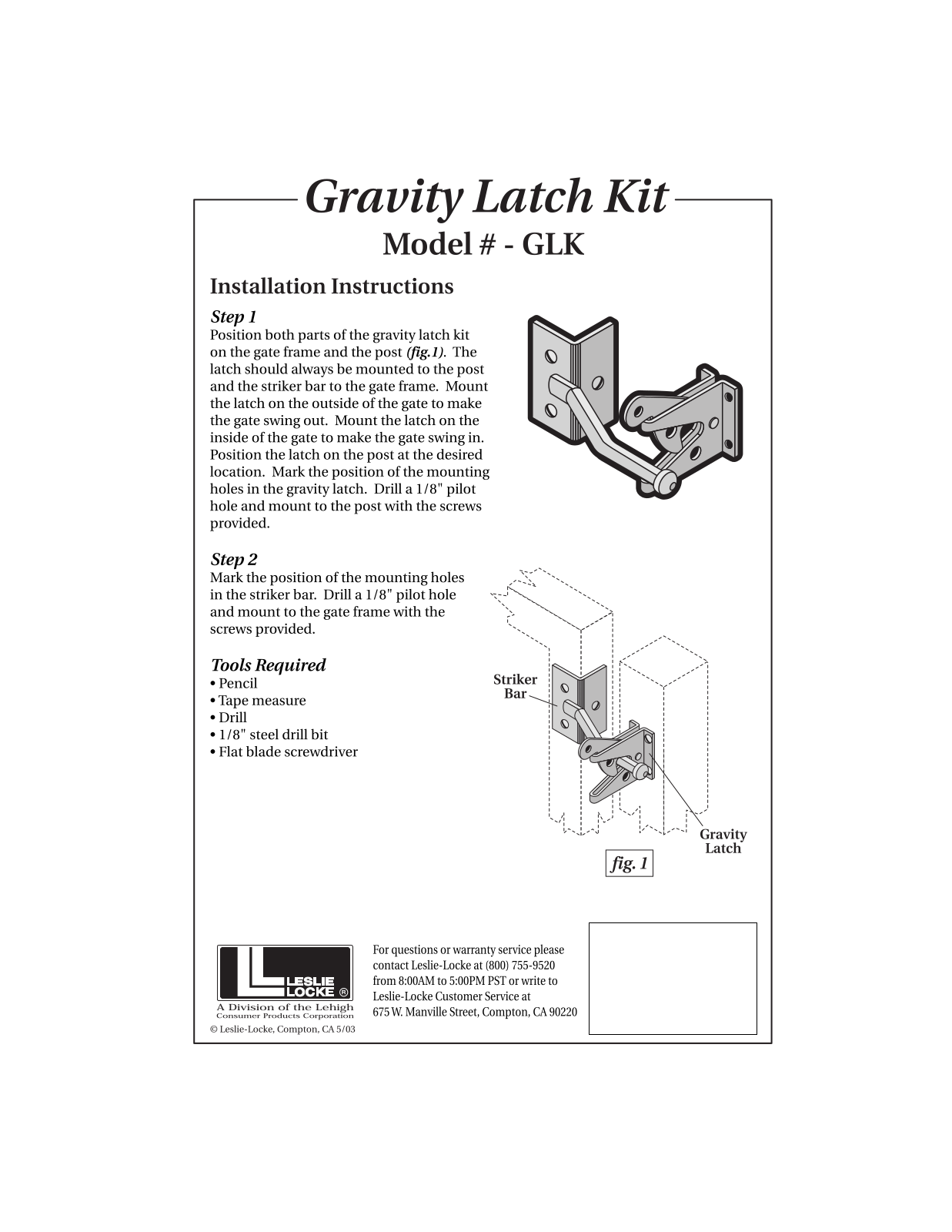 Lehigh GLK GATE User Manual