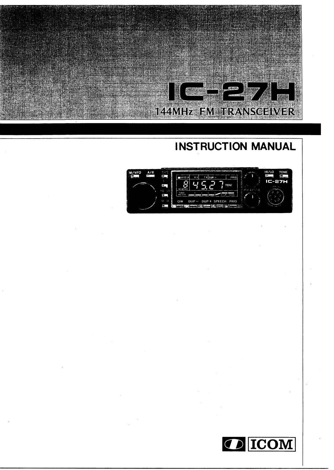 Icom IC-27H User Manual