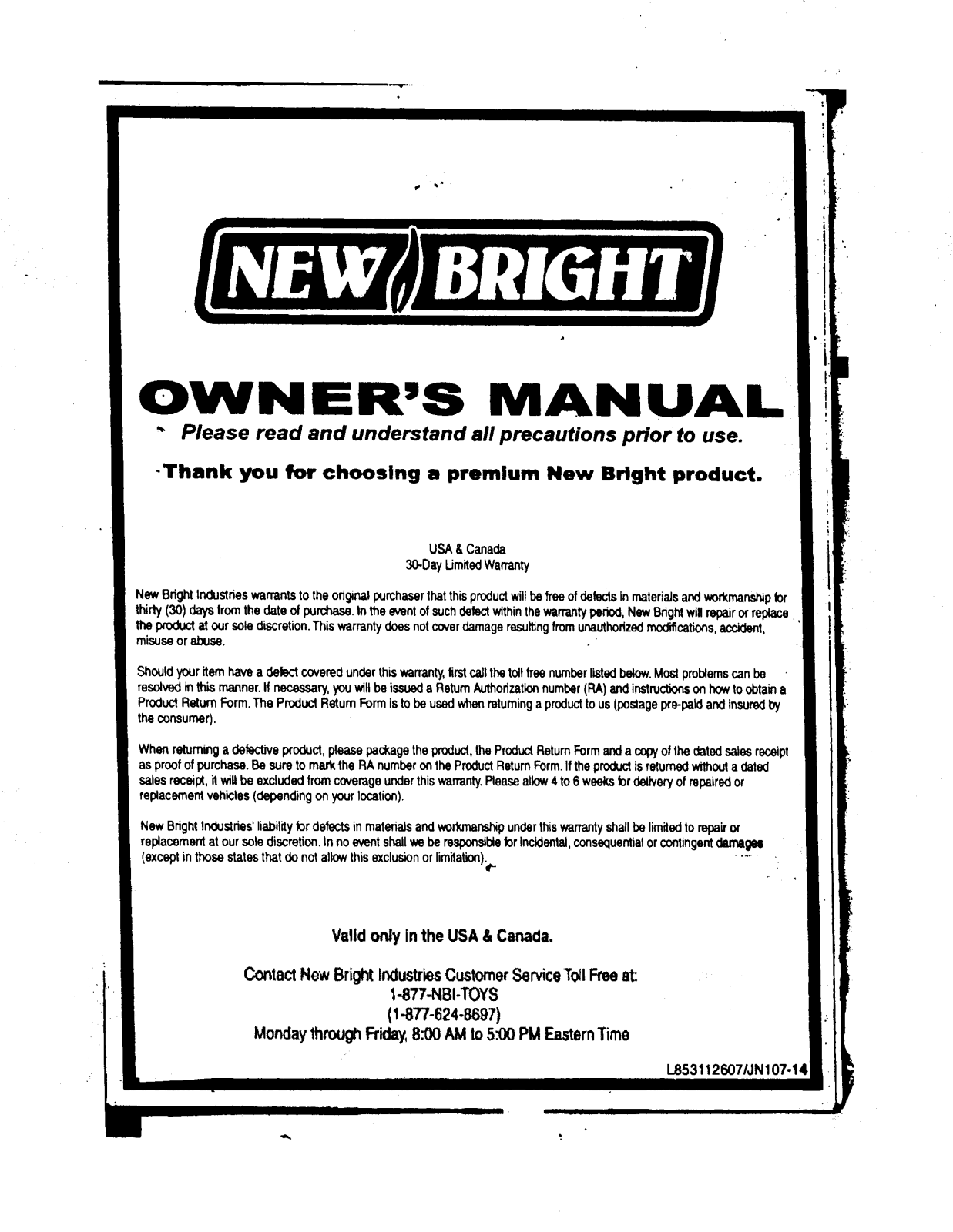 New Bright Co GF32UM User Manual