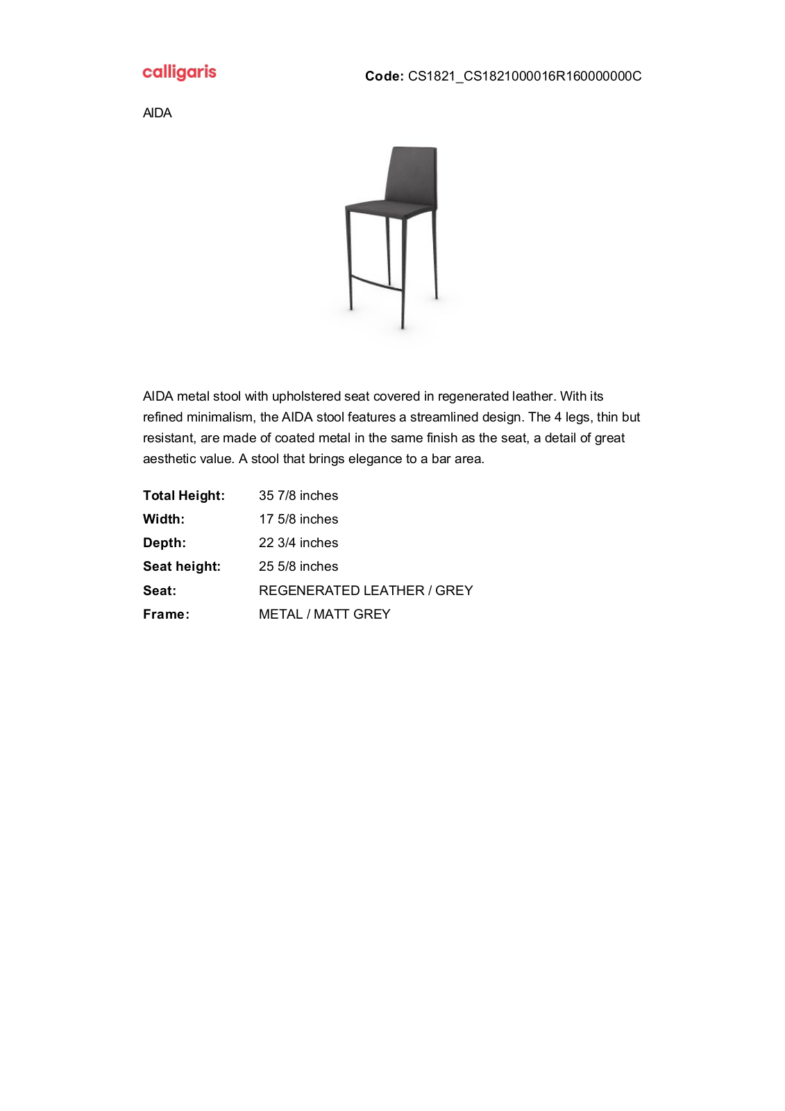 Calligaris GN2576 Specifications - ManualMachine.com