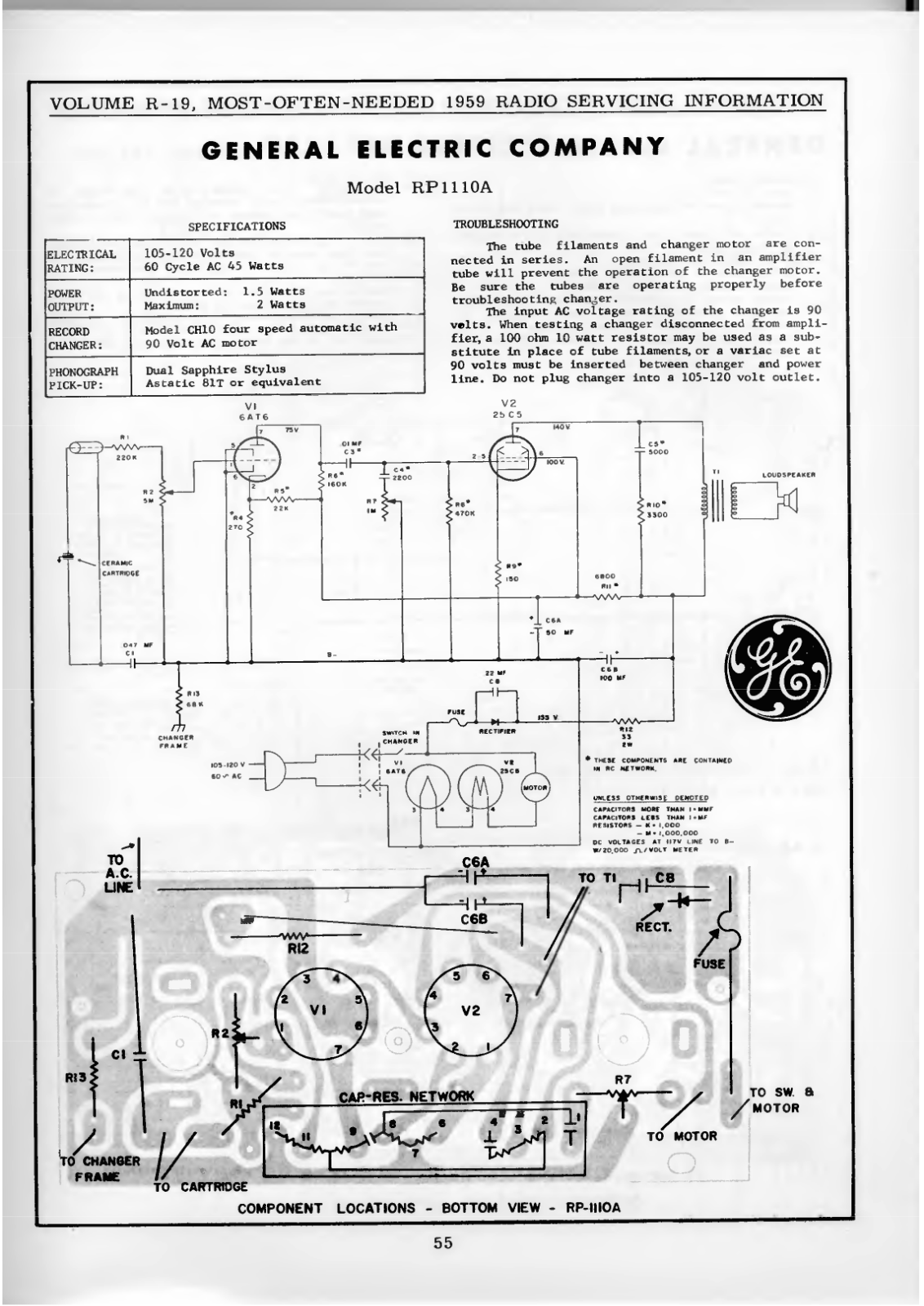 General Electric RP1110A Schematic