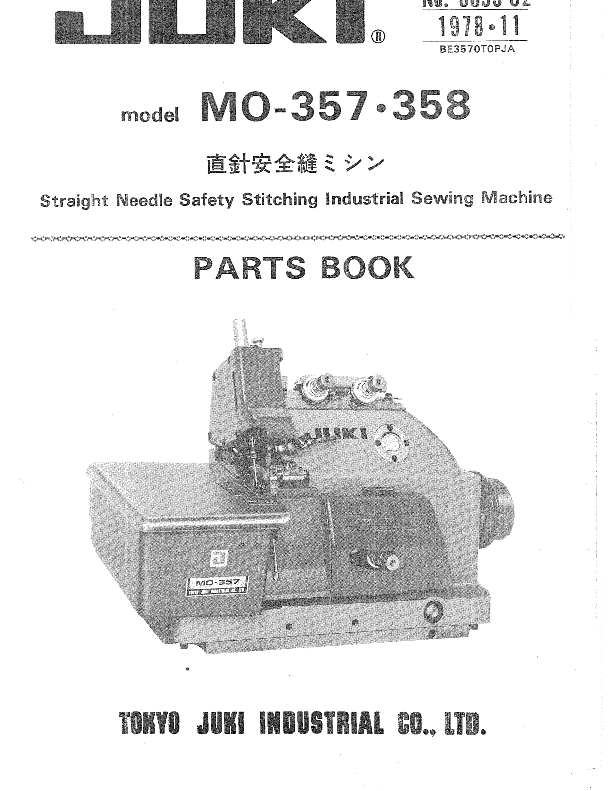 Juki MO-357, MOG-358 Parts List