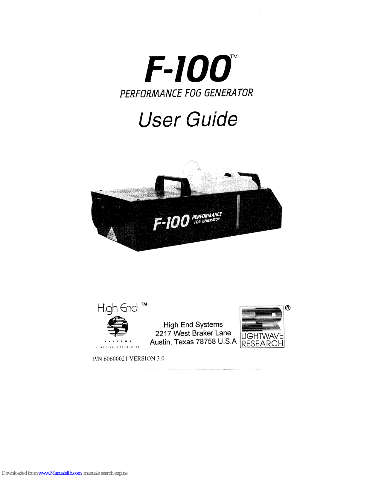 High End F-100 User Manual - ManualMachine.com