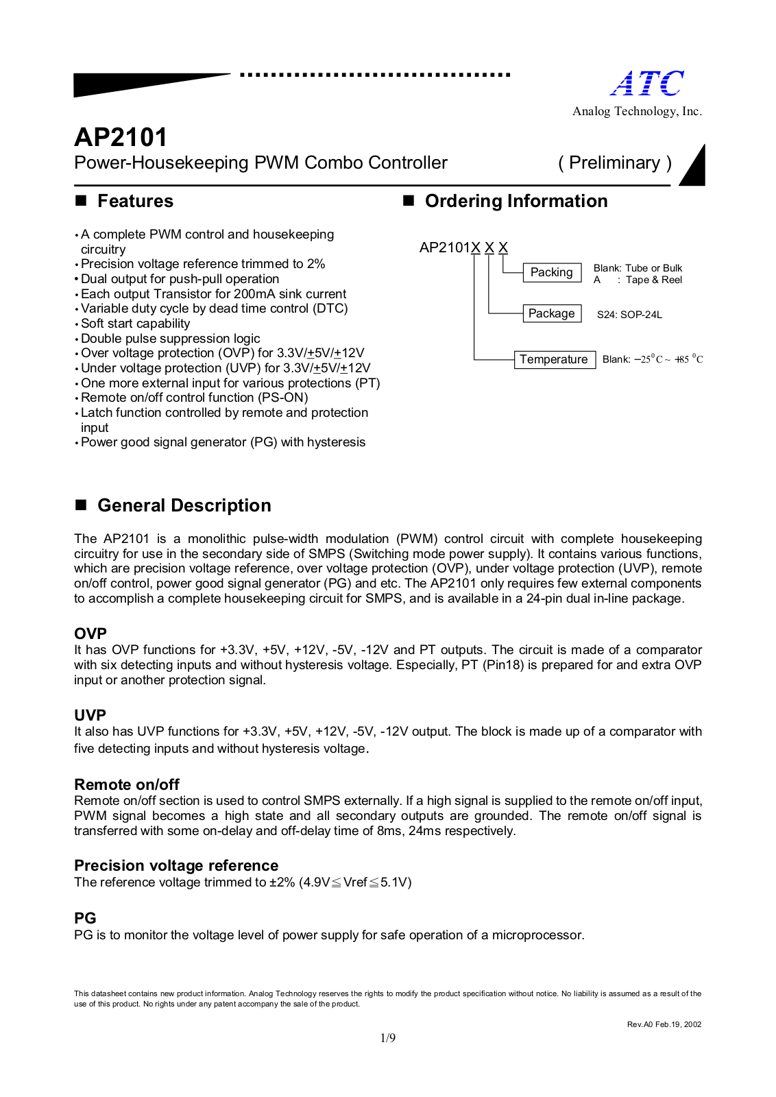 ATC AP2101S24, AP2101S24A Datasheet