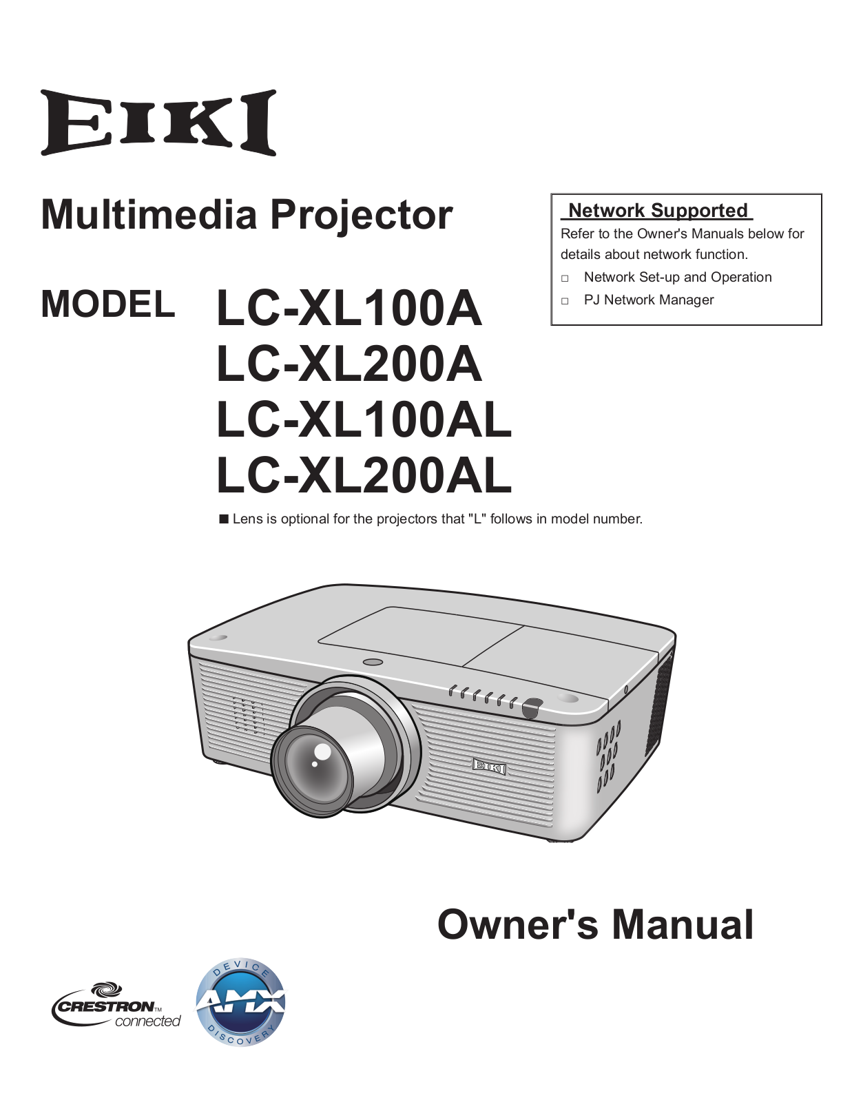 EIKI LC-XL100A, LC-XL100AL, LC-XL200A, LC-XL200AL User Manual