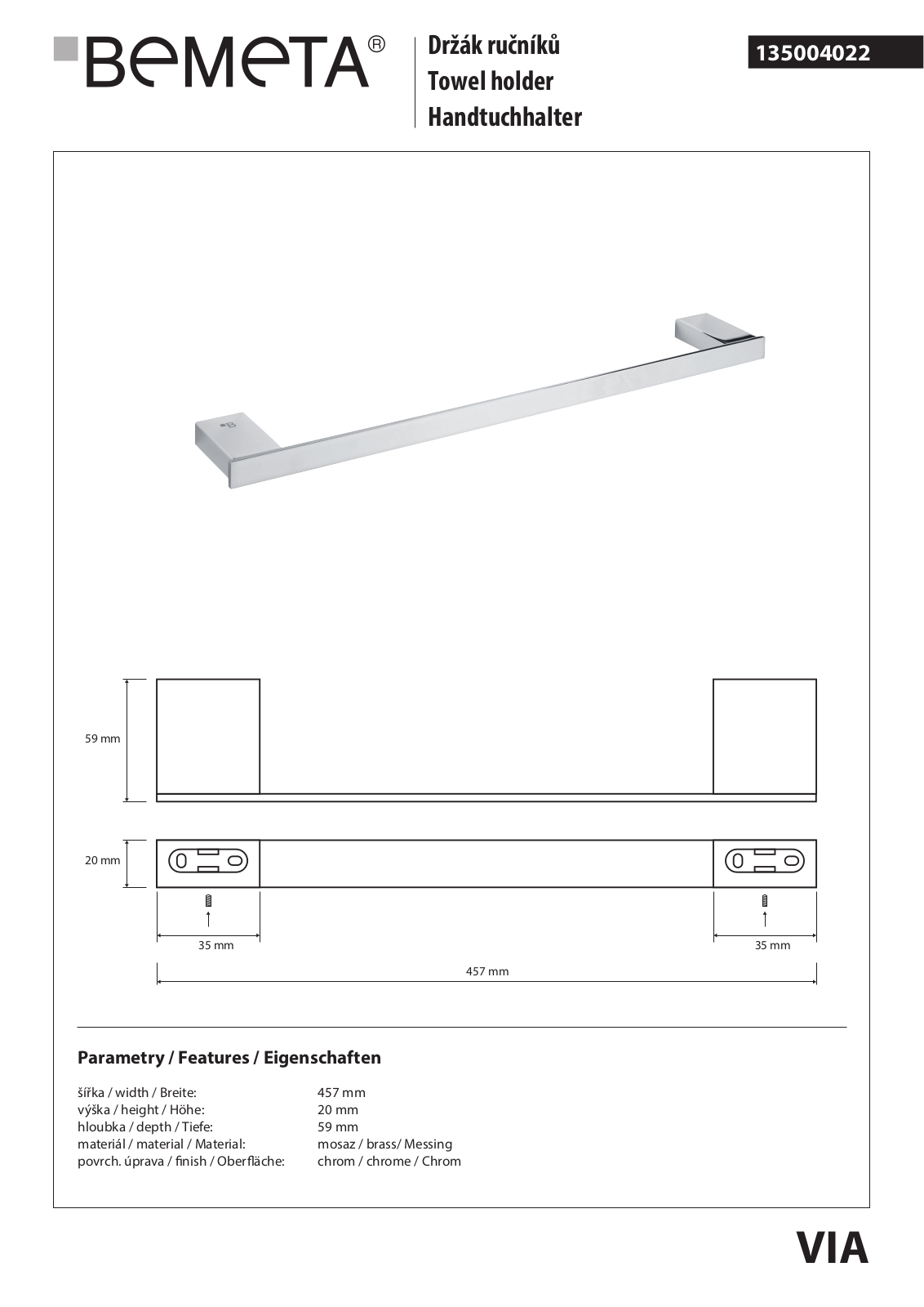 Bemeta Via 135004022 User guide