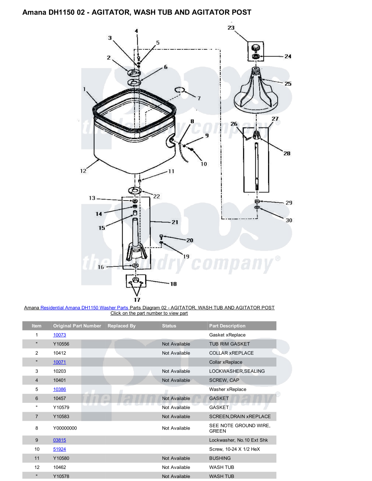 Amana DH1150 Parts Diagram