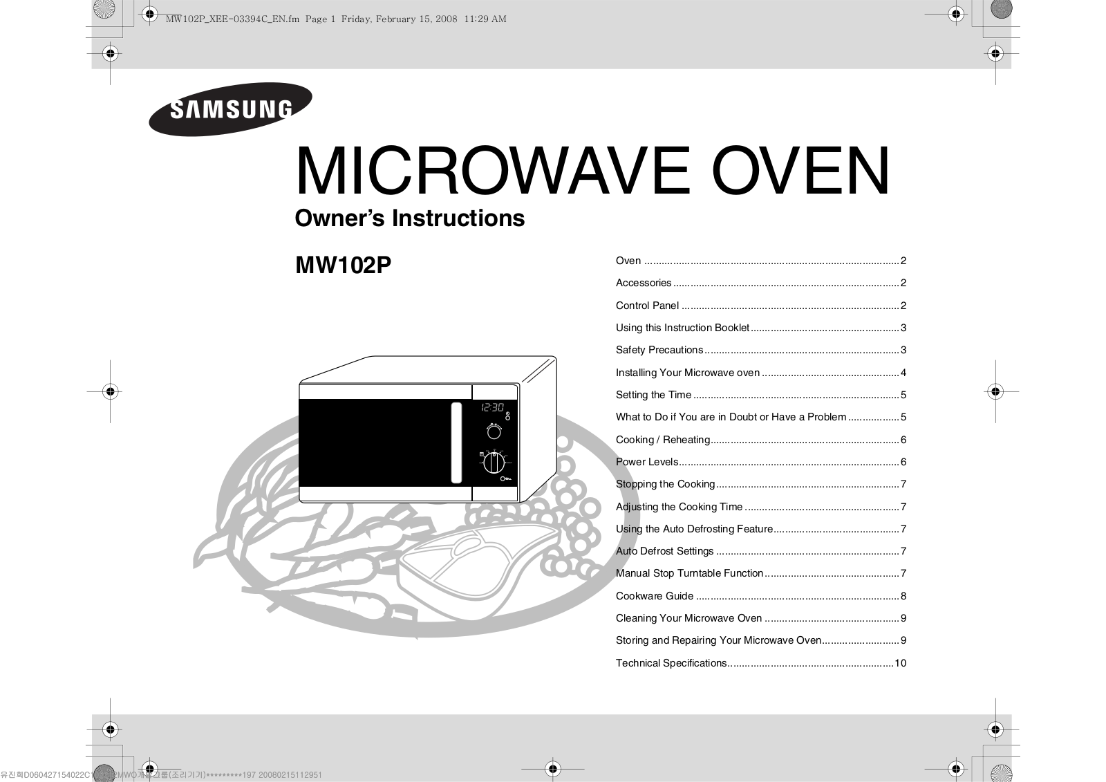 Samsung MW102P-S User Manual