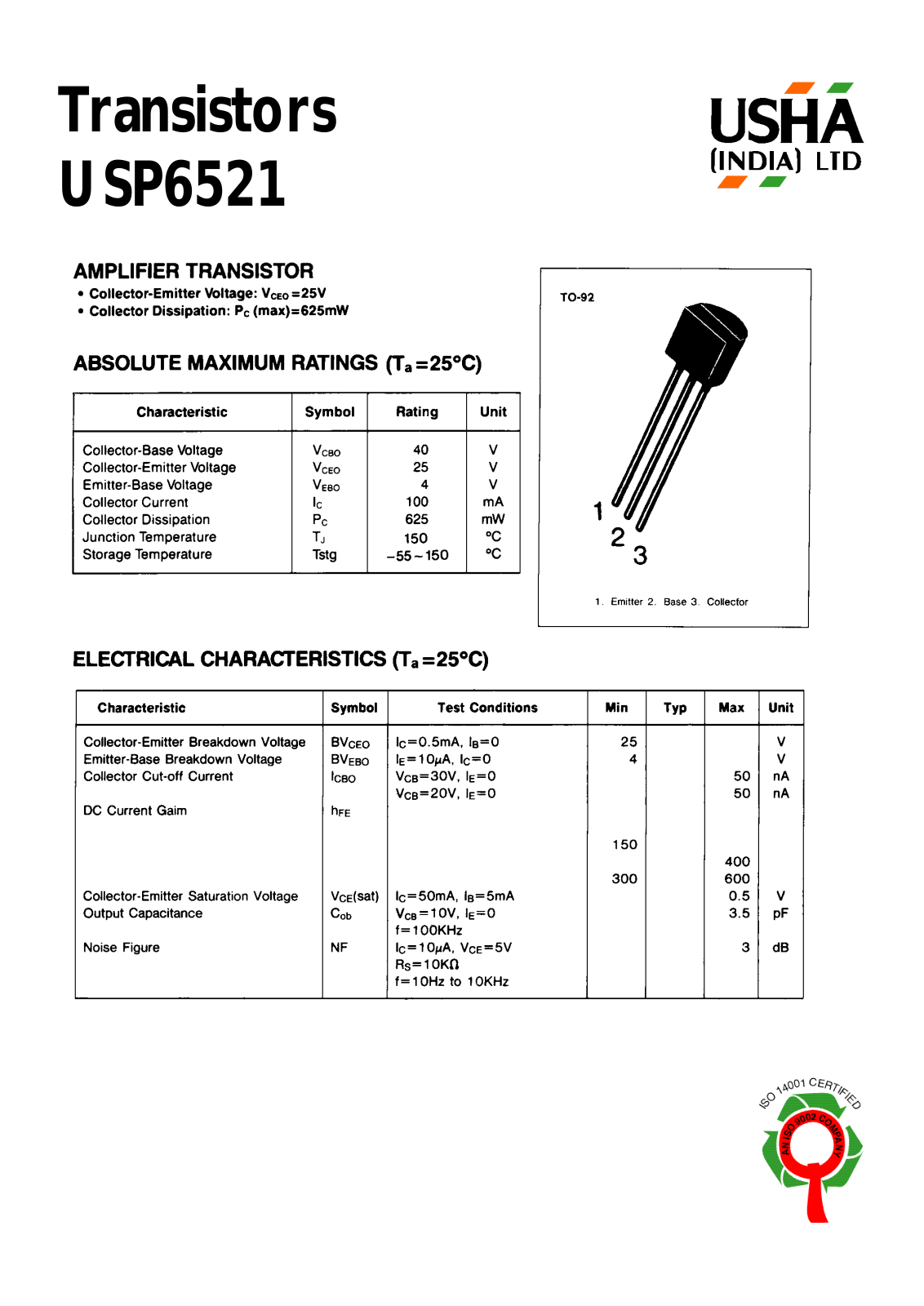 USHA USP6521 Datasheet