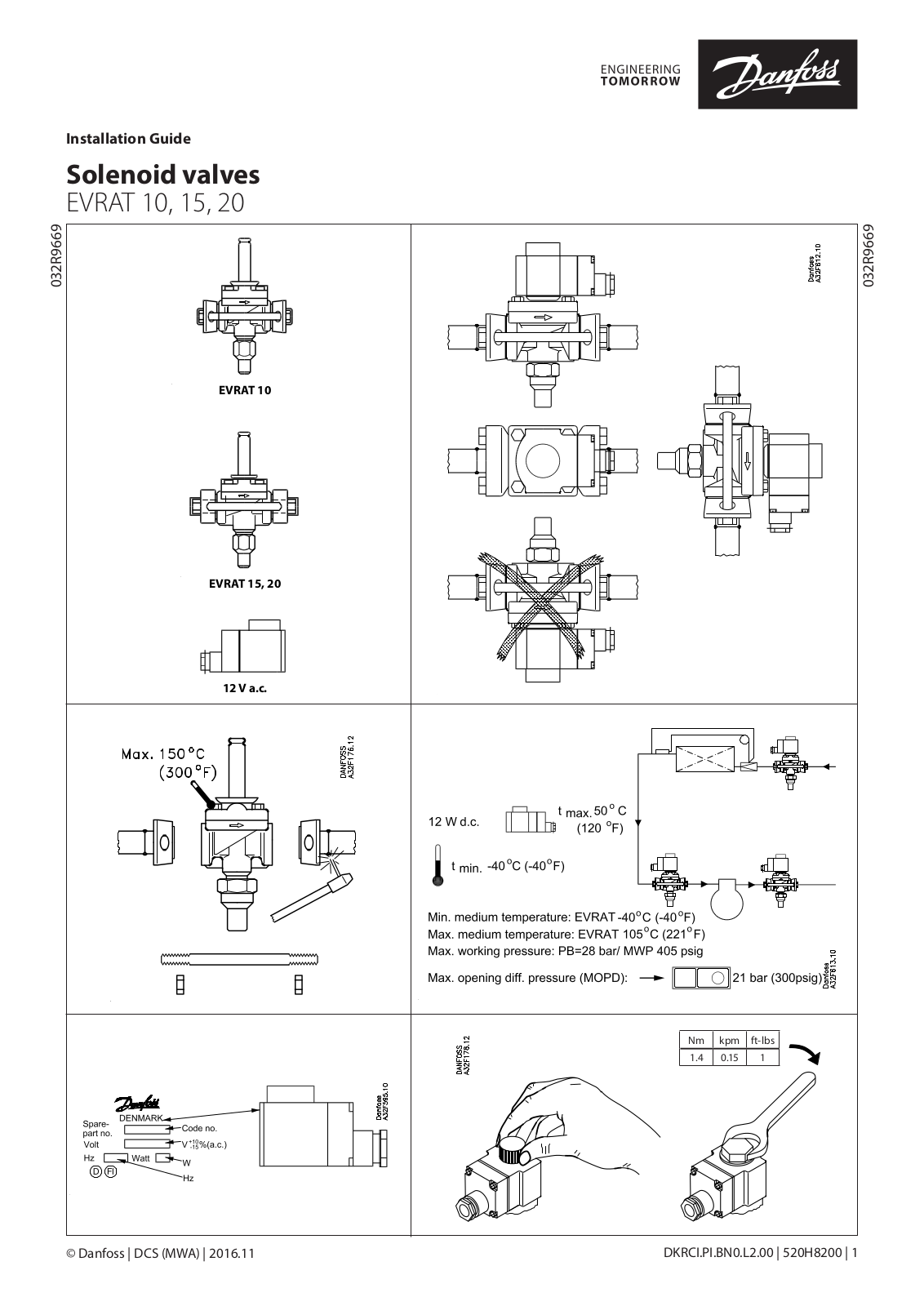 Danfoss EVRAT 10, EVRAT 15, EVRAT 20 Installation guide