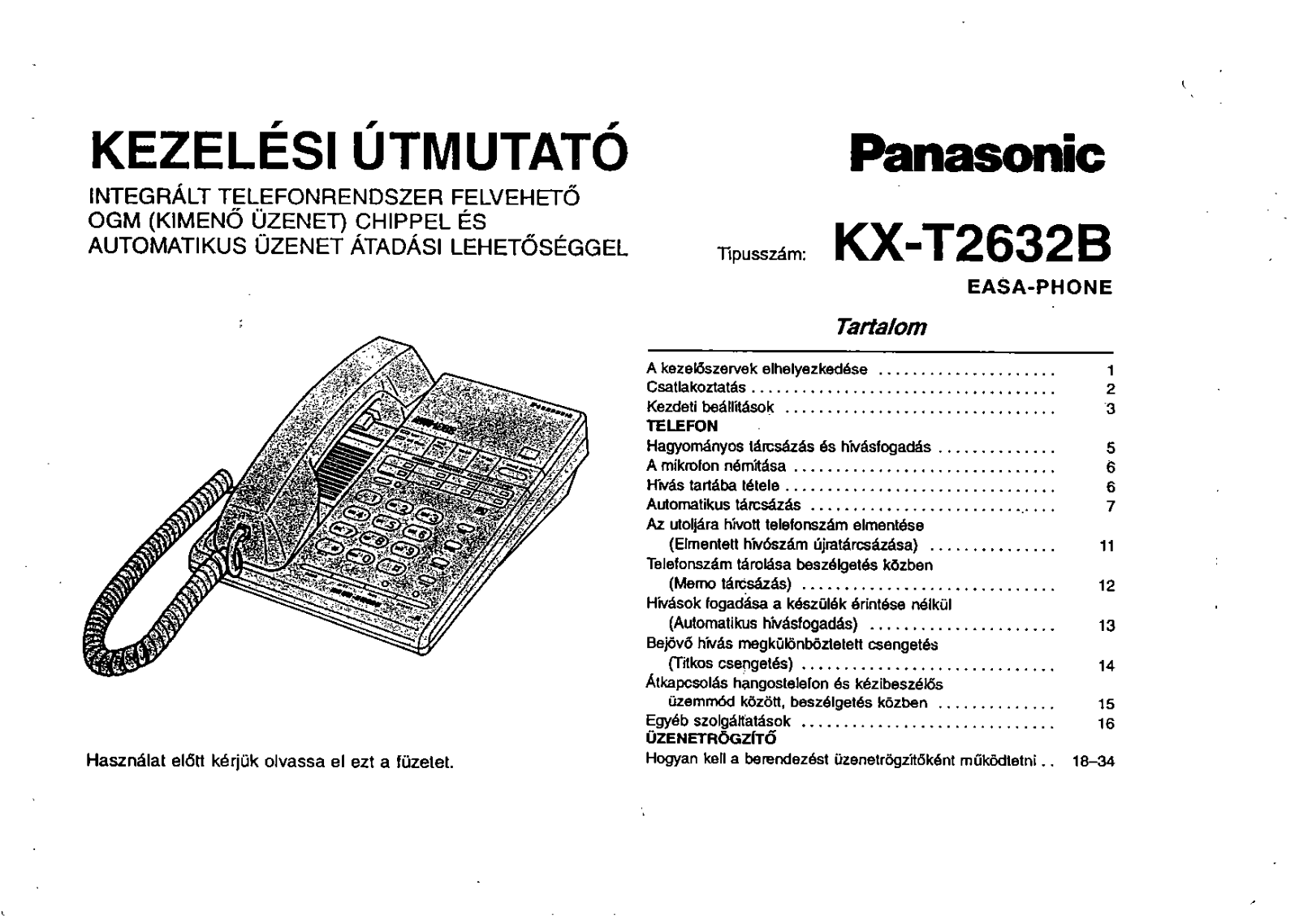 Panasonic KX-T2632B User Manual