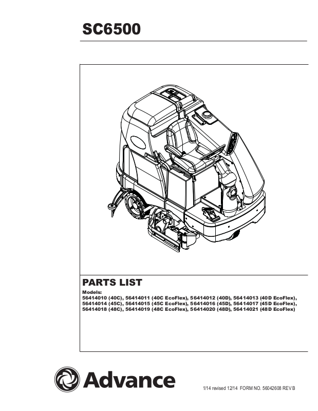 NILFISK SC6500 40C Parts List