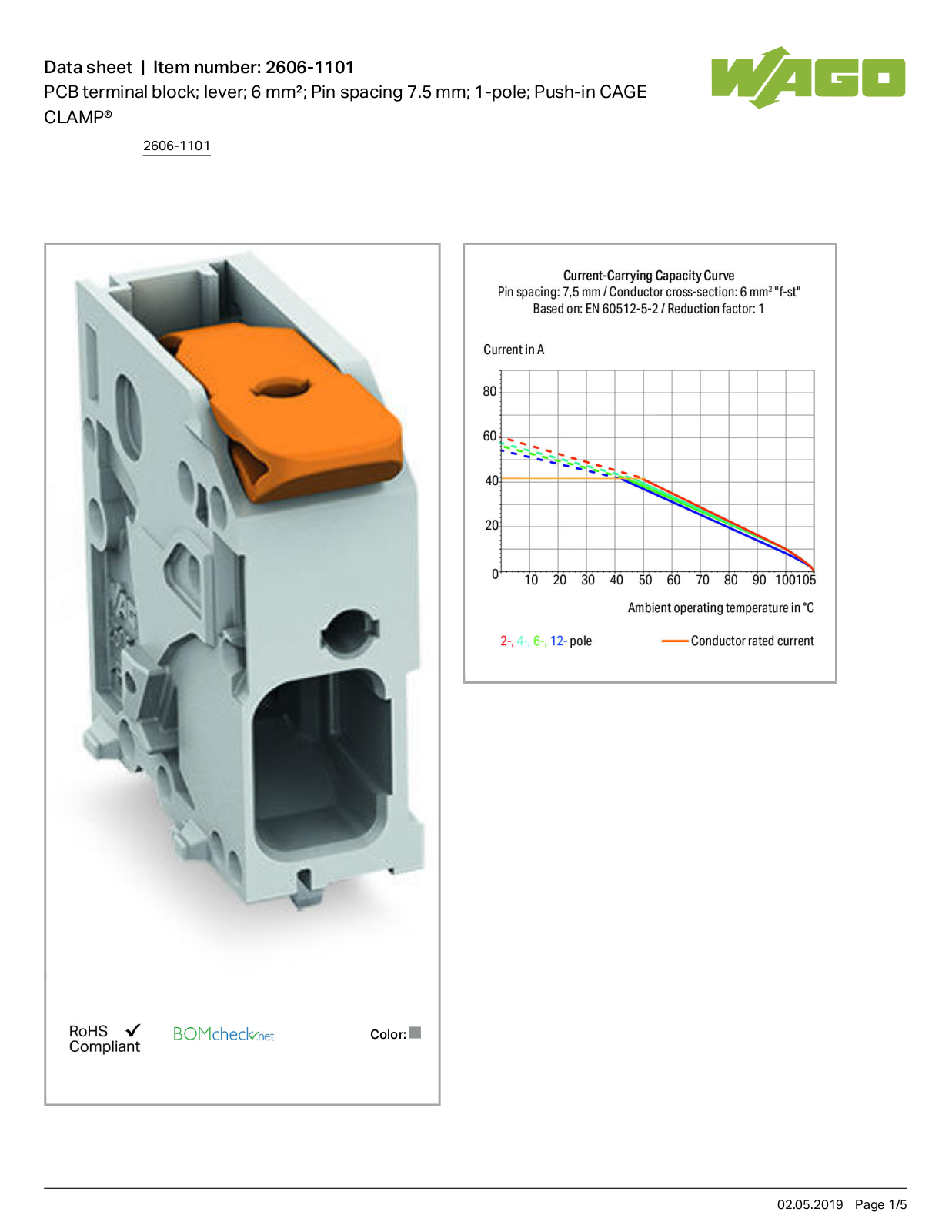 Wago 2606-1101 Data Sheet