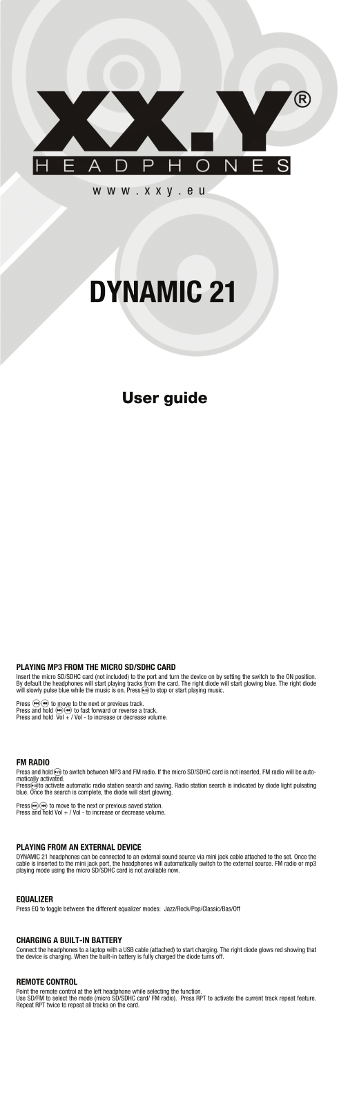 XX.Y Dynamic 21 User Manual - ManualMachine.com