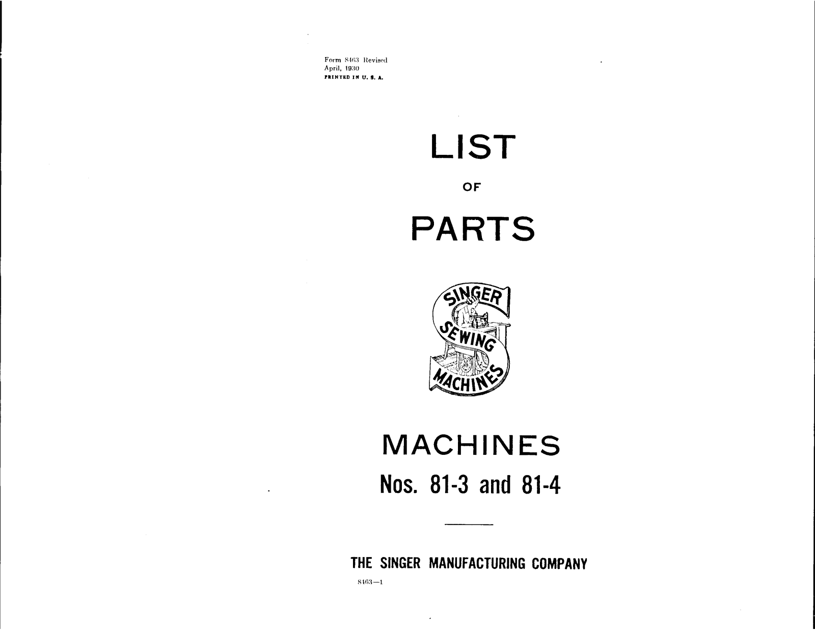 Singer 81-4, 81-3 User Manual