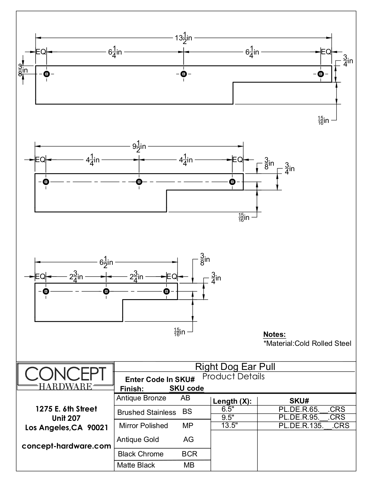 Concept Hardware BNCE1003 Dimensions - ManualMachine.com
