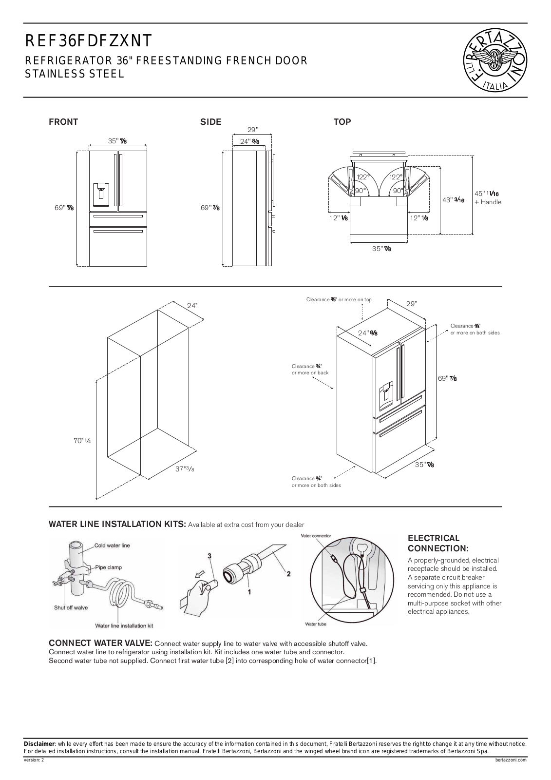 Bertazzoni BER10369 Dimensions - ManualMachine.com