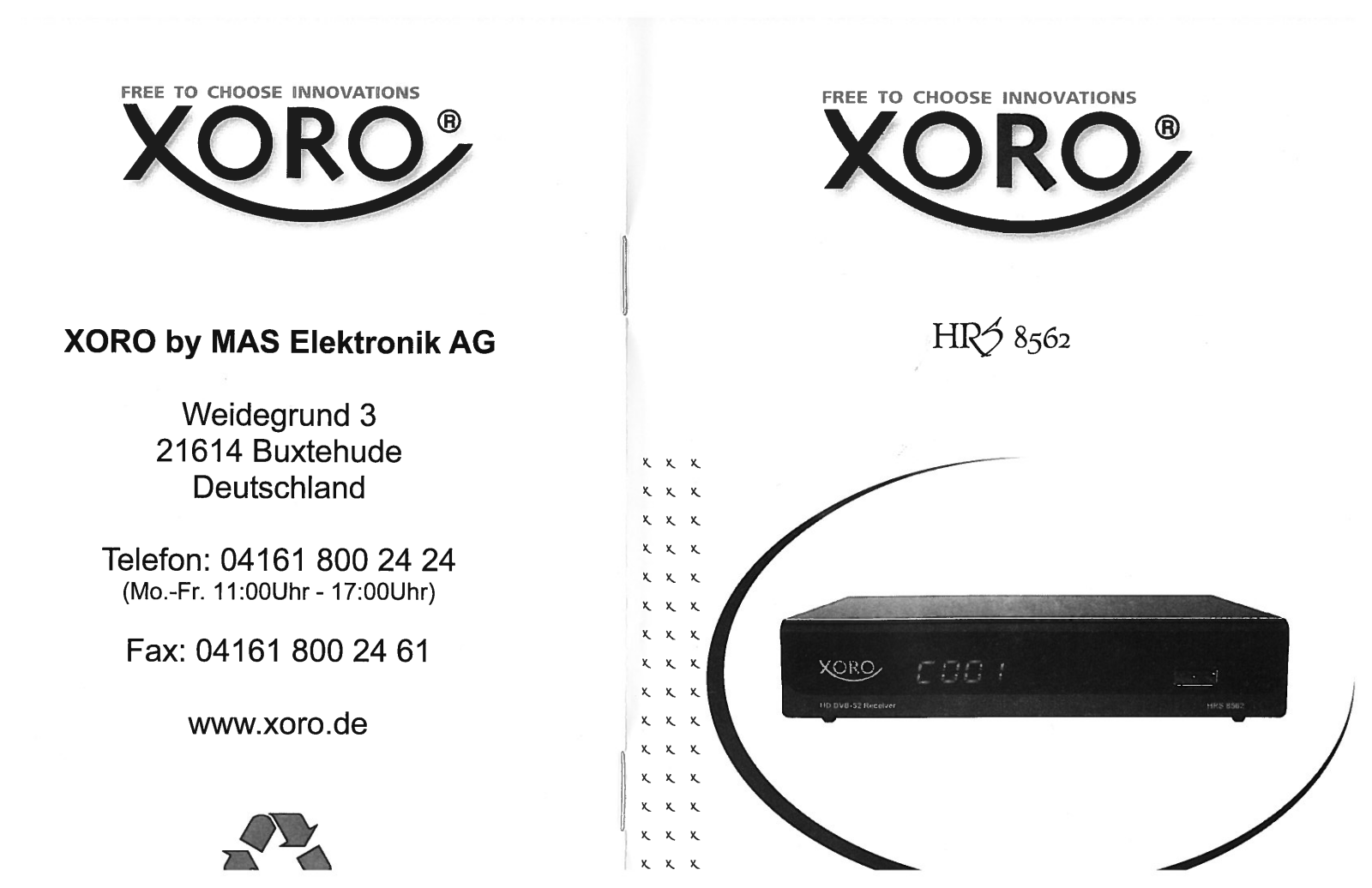 Xoro HRS 8562 User manual