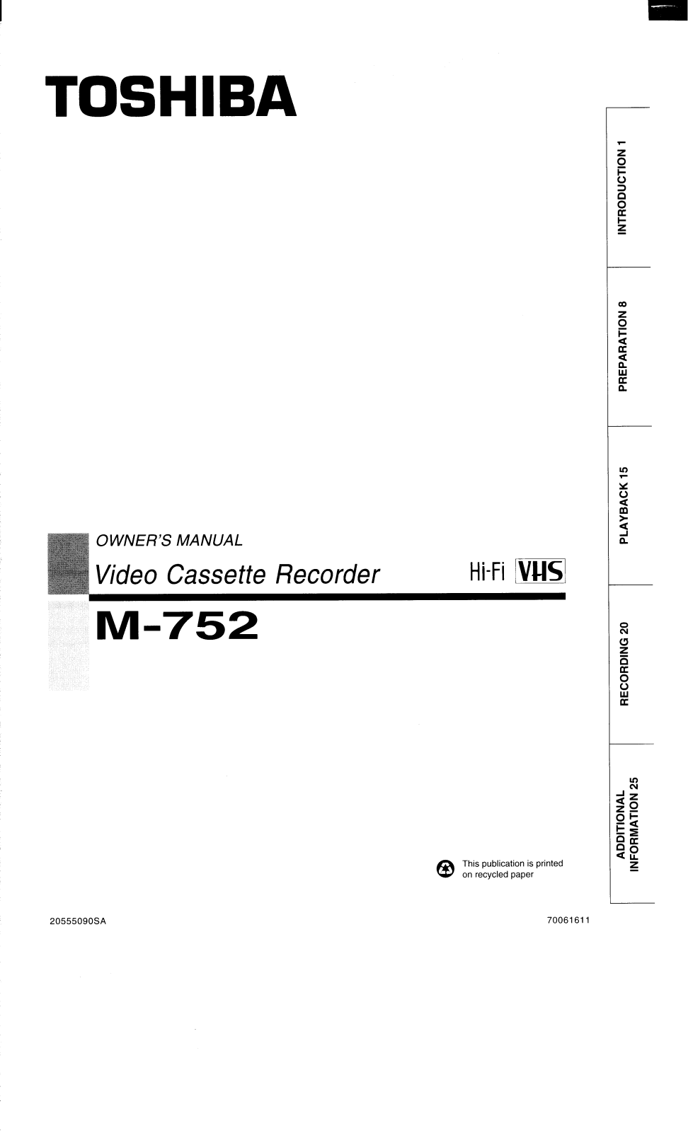 Toshiba M752 User Manual