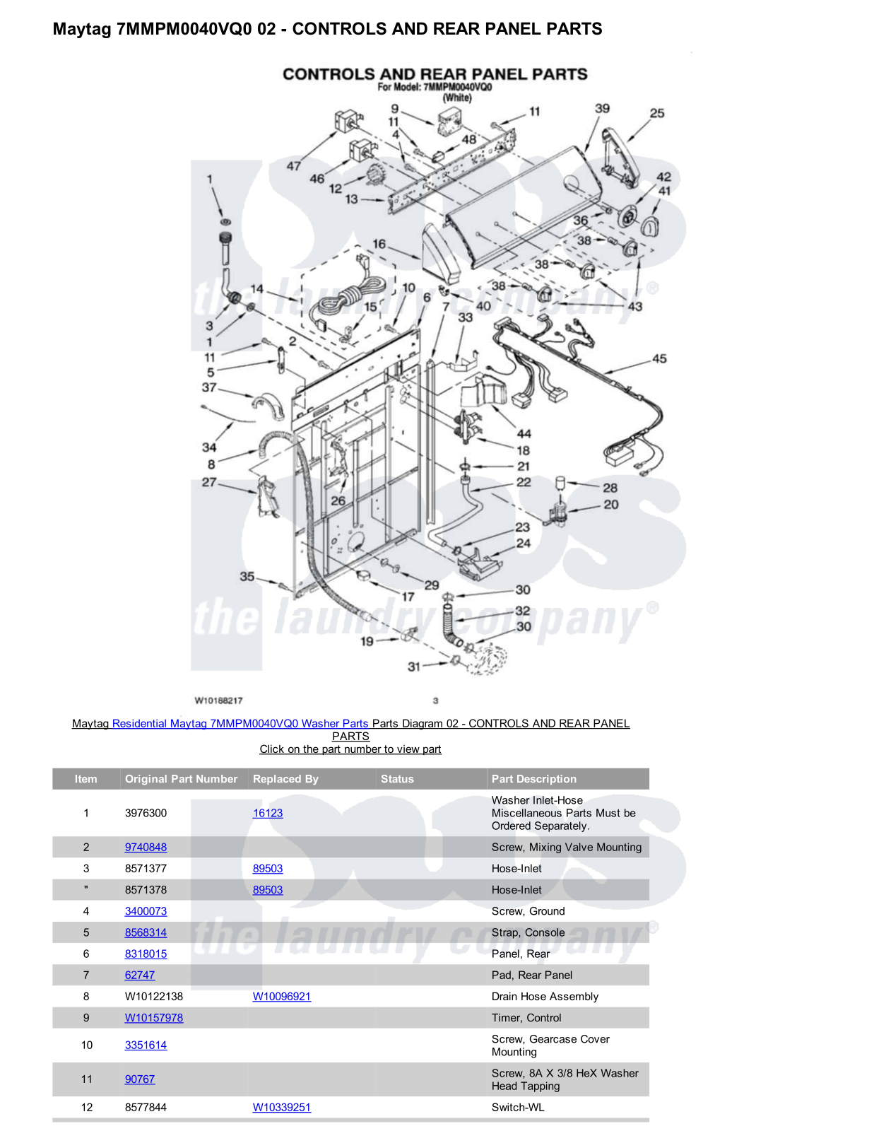 Maytag 7MMPM0040VQ0 Parts Diagram