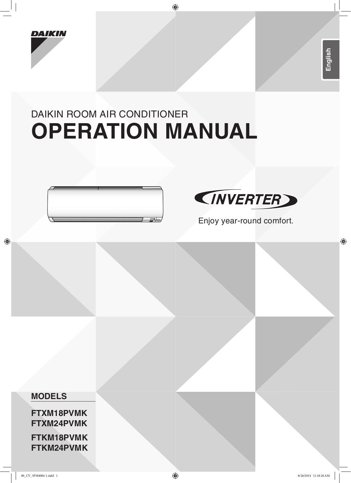 Daikin FTXM18PVMK, FTXM24PVMK, FTKM18PVMK, FTKM24PVMK Operation manuals