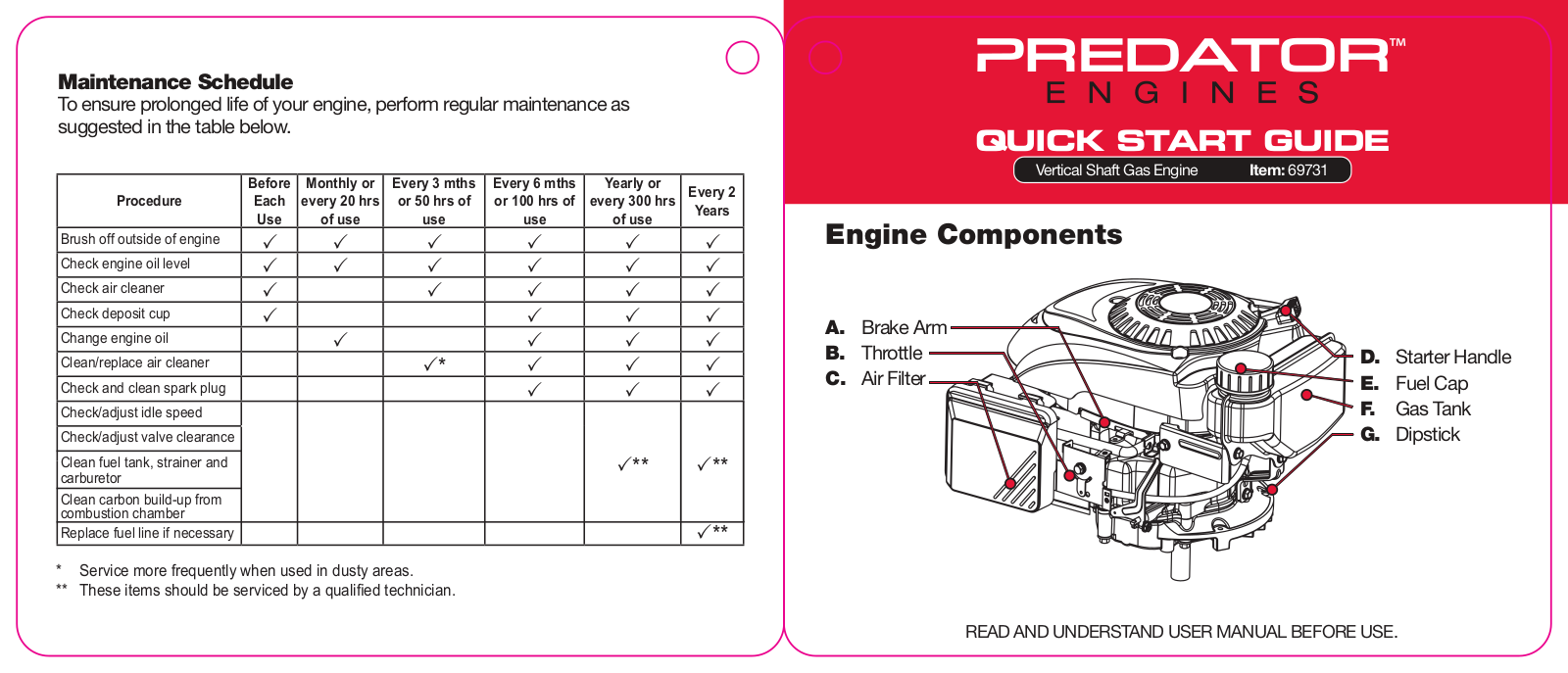 Harbor Freight Tools 69731 Quick Start Guide