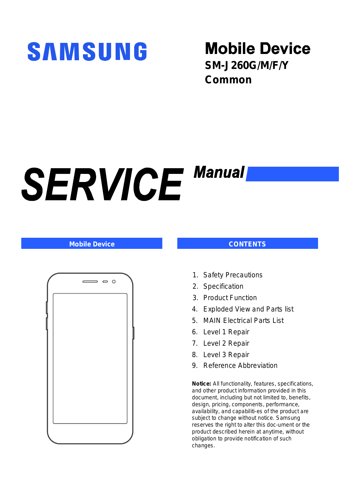 Samsung SM-J260G service manual