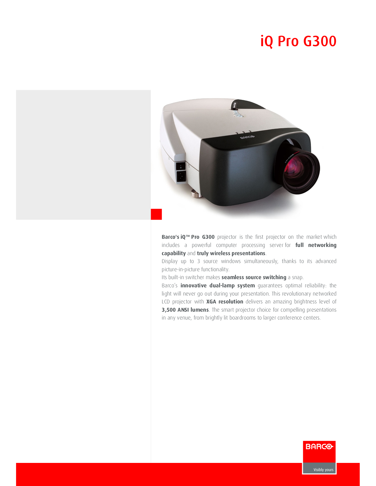 Barco iQ Pro G300 Product Sheet